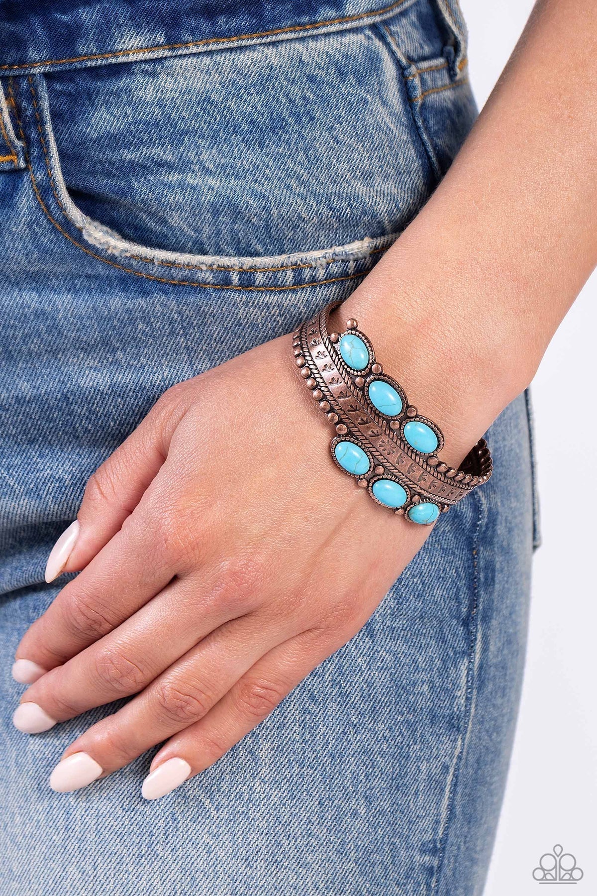 A League of Their STONE Copper Bracelet - Paparazzi Accessories-on model - CarasShop.com - $5 Jewelry by Cara Jewels