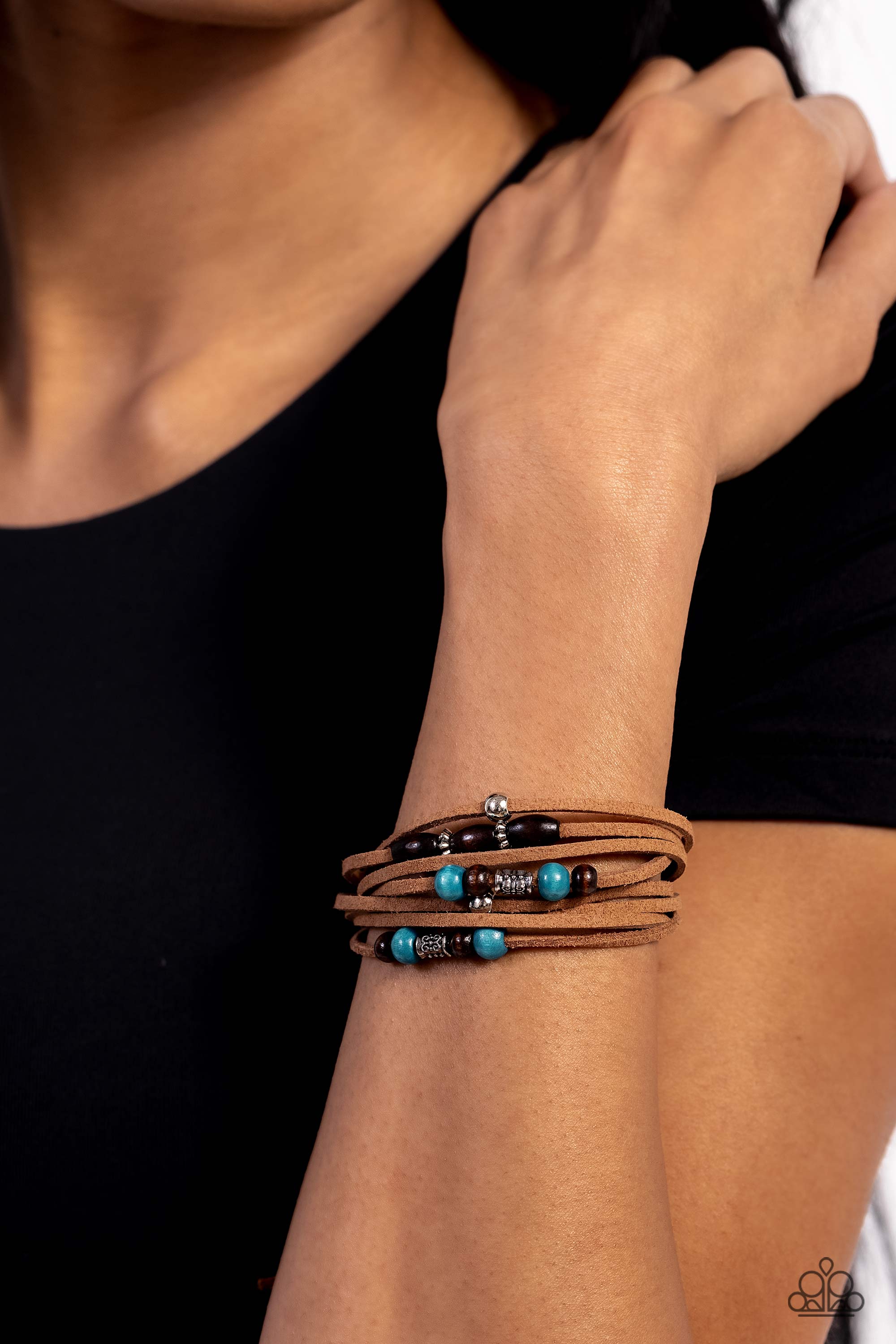 Absolutely WANDER-ful Blue Urban Slide Bracelet - Paparazzi Accessories- lightbox - CarasShop.com - $5 Jewelry by Cara Jewels