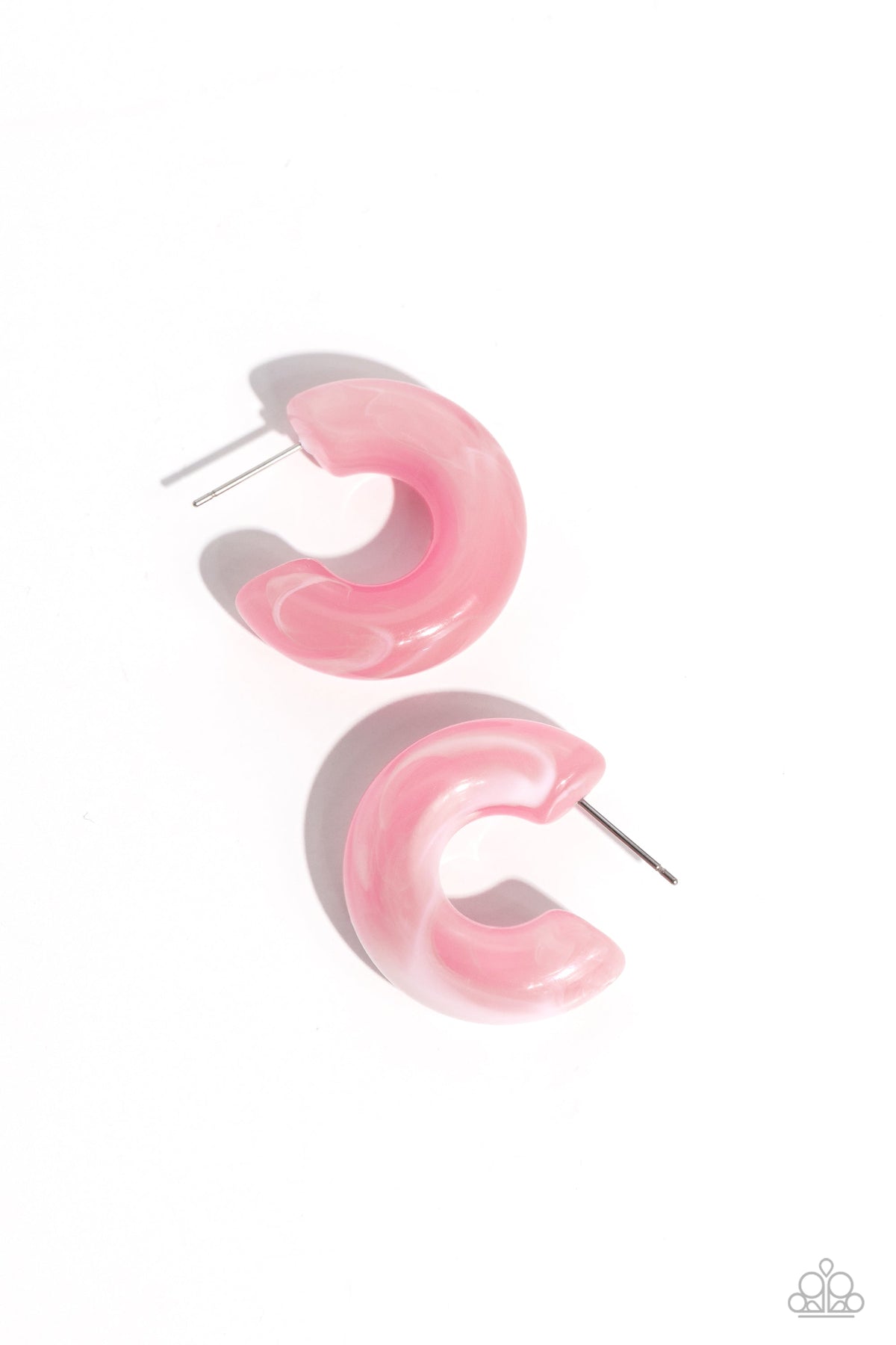 Acrylic Acclaim Pink Hoop Earrings - Paparazzi Accessories- lightbox - CarasShop.com - $5 Jewelry by Cara Jewels