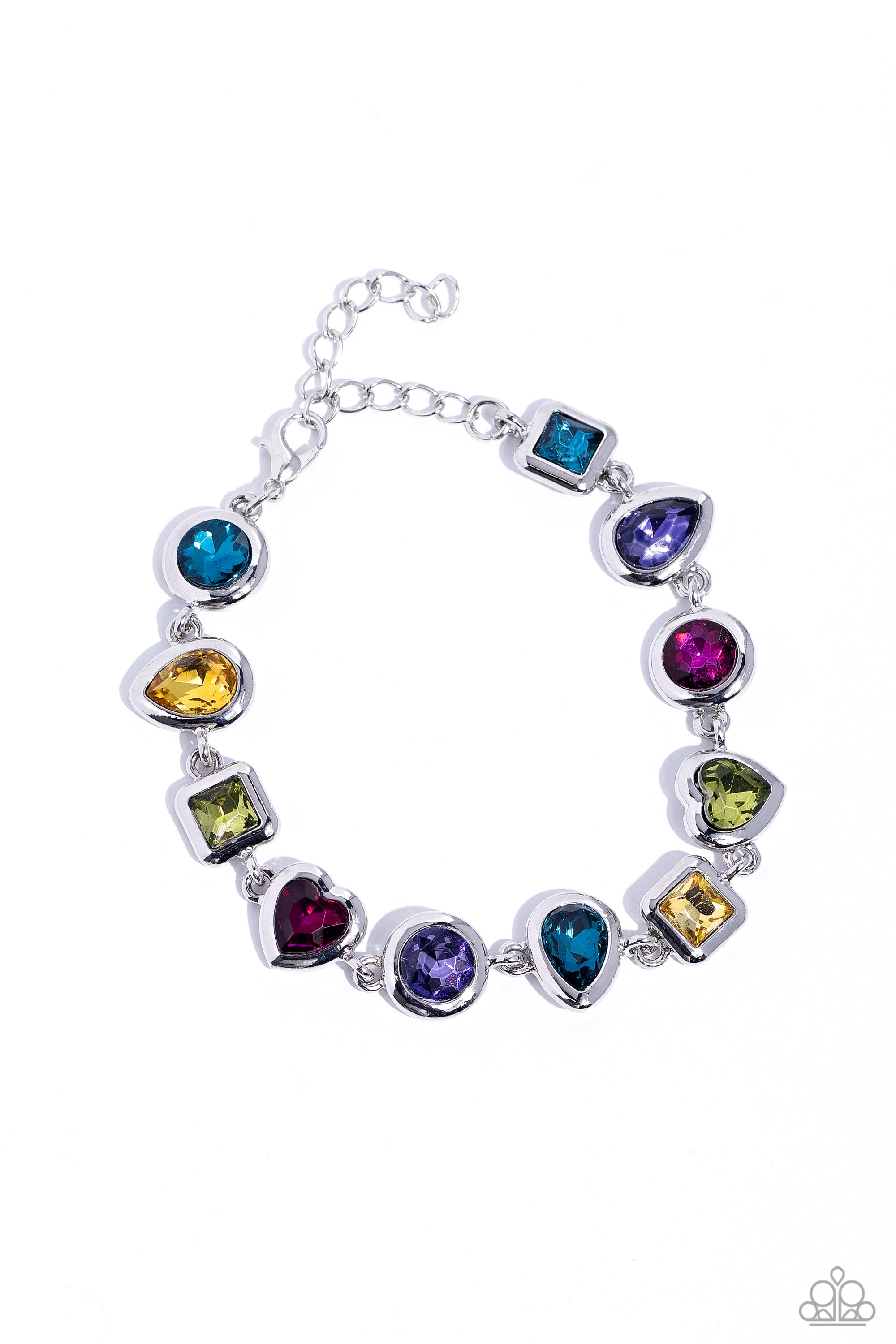 Actively Abstract Multi Rhinestone Bracelet - Paparazzi Accessories- lightbox - CarasShop.com - $5 Jewelry by Cara Jewels