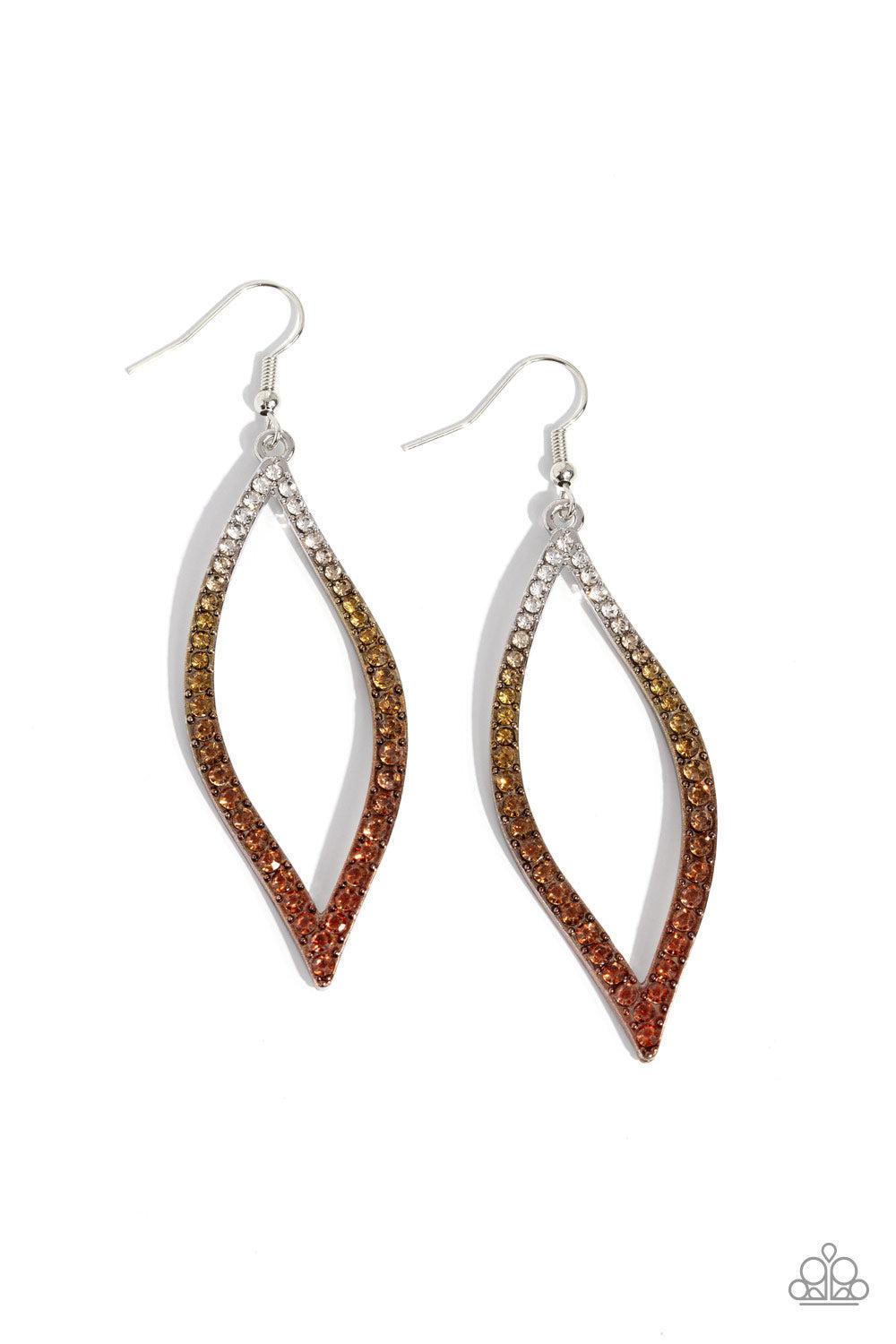 Admirable Asymmetry Multi White &amp; Copper Ombre Earrings - Paparazzi Accessories- lightbox - CarasShop.com - $5 Jewelry by Cara Jewels