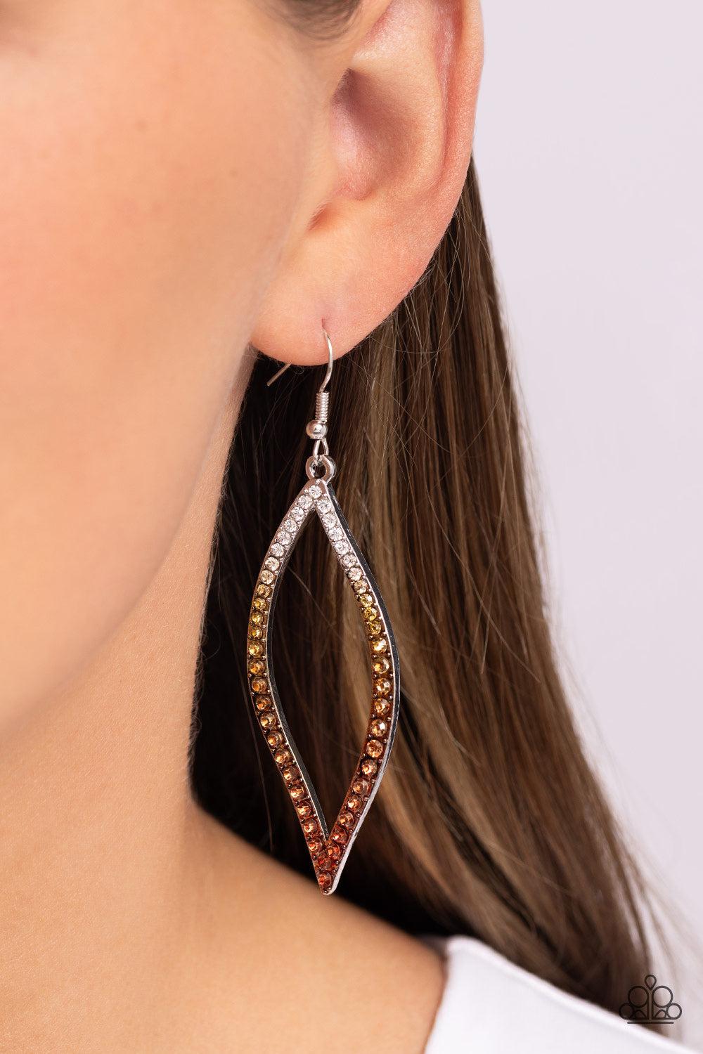 Admirable Asymmetry Multi White &amp; Copper Ombre Earrings - Paparazzi Accessories-on model - CarasShop.com - $5 Jewelry by Cara Jewels