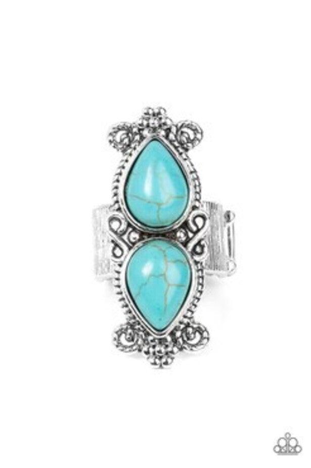 Adobe Garden Blue Ring - Paparazzi Accessories- lightbox - CarasShop.com - $5 Jewelry by Cara Jewels