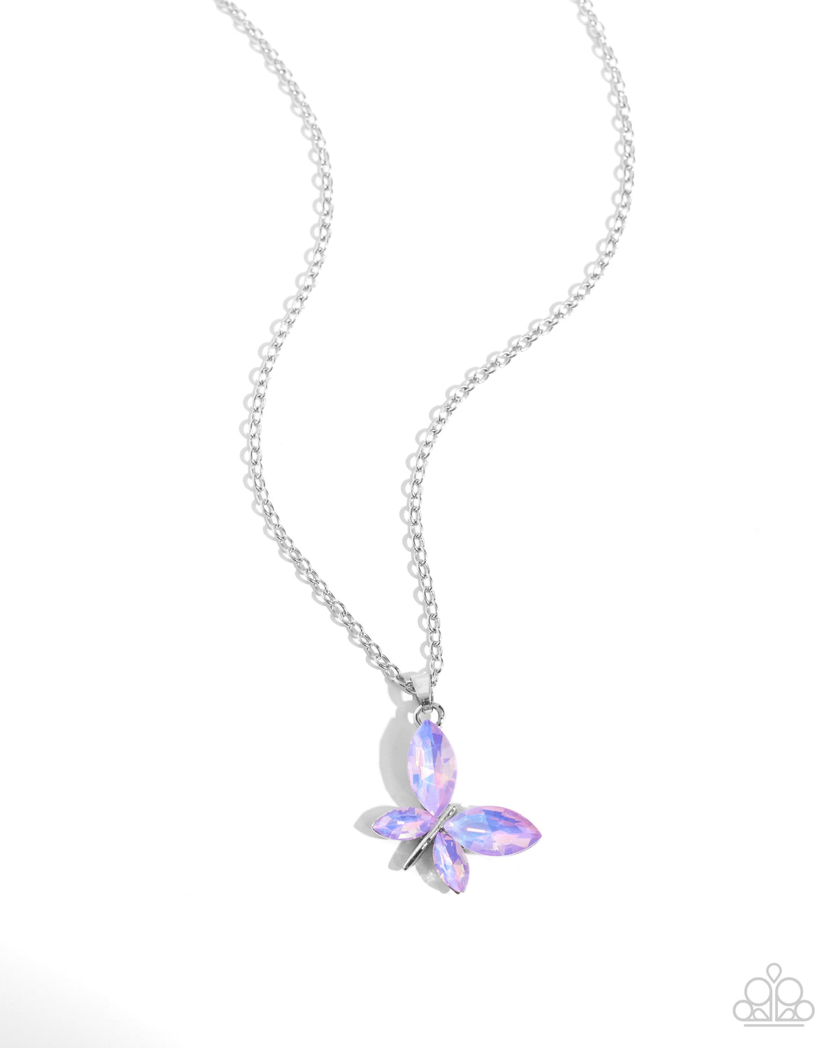 Aerial Aria Purple Rhinestone Butterfly Necklace - Paparazzi Accessories- lightbox - CarasShop.com - $5 Jewelry by Cara Jewels