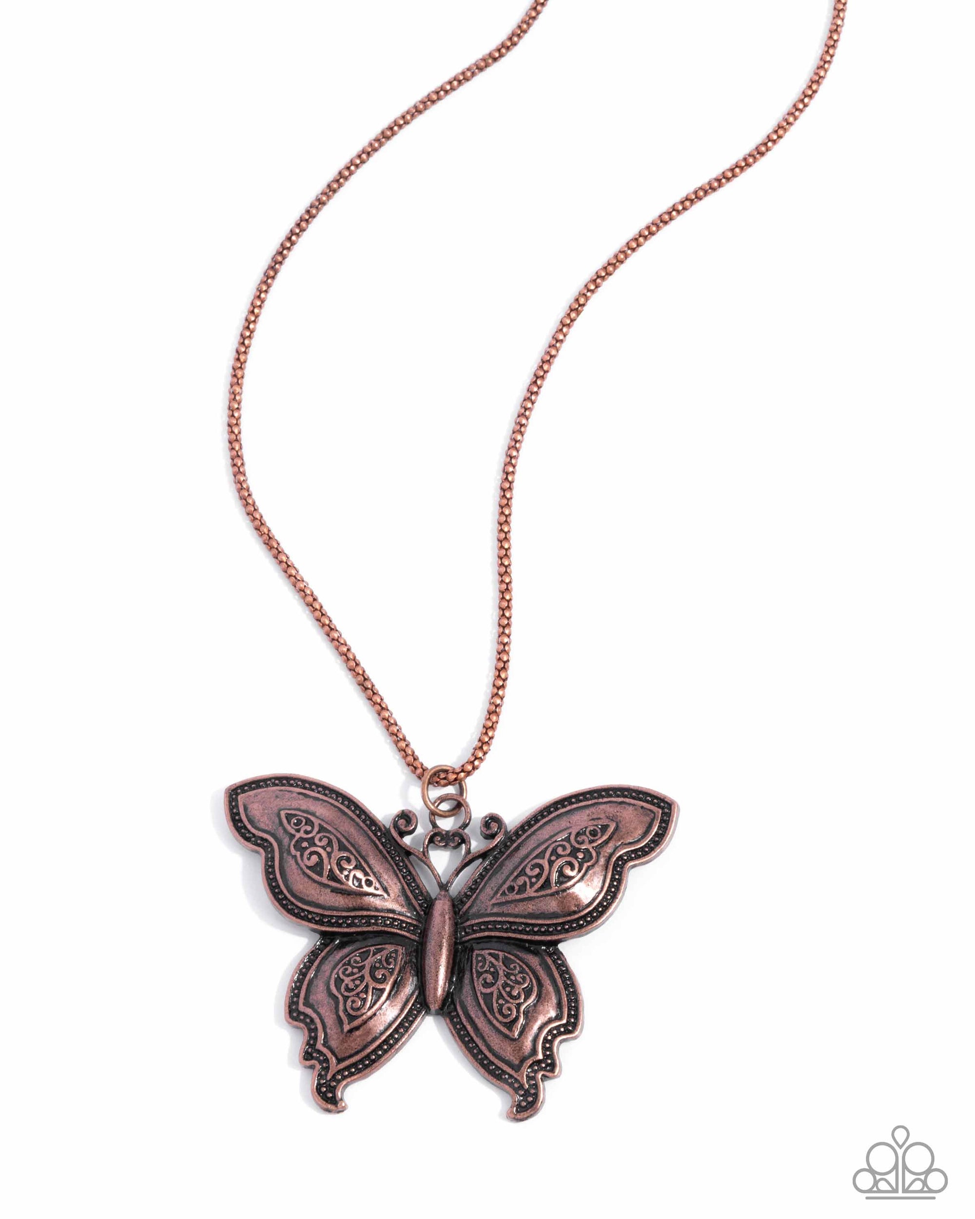 Aerial Attraction Copper Butterfly Necklace - Paparazzi Accessories- lightbox - CarasShop.com - $5 Jewelry by Cara Jewels