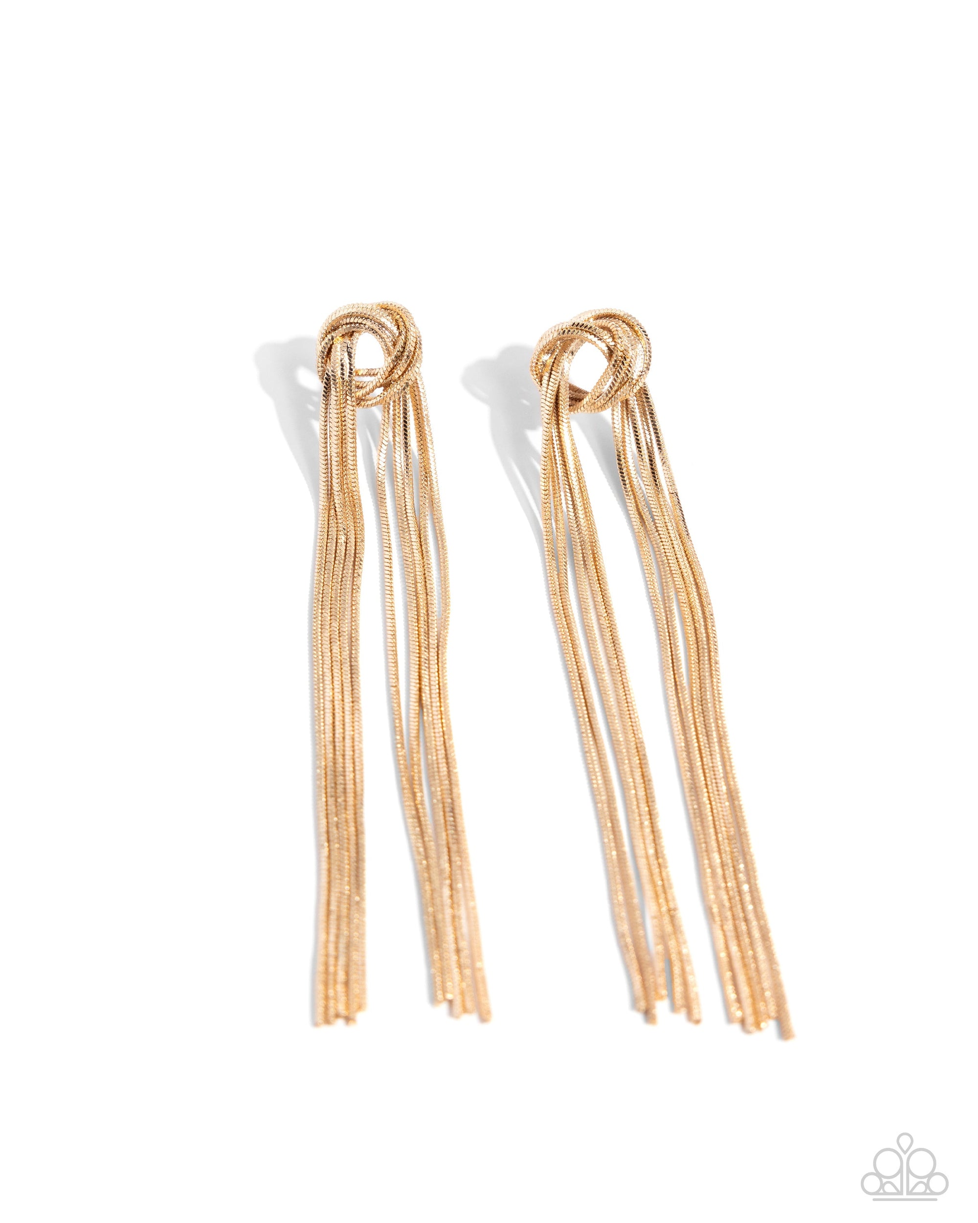 All STRANDS On Deck Gold Earrings - Paparazzi Accessories- lightbox - CarasShop.com - $5 Jewelry by Cara Jewels