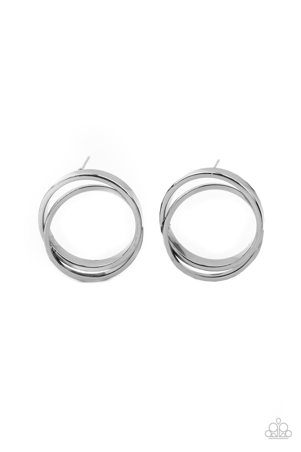 Always In The Loop Gunmetal Black Earrings - Paparazzi Accessories- lightbox - CarasShop.com - $5 Jewelry by Cara Jewels
