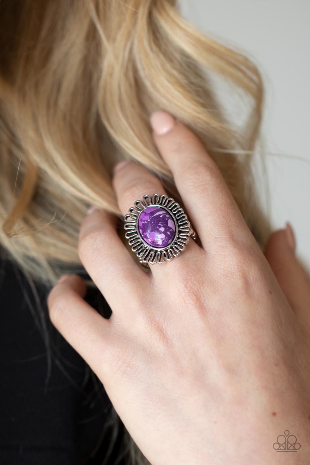 Anasazi Arbor Purple Stone Ring - Paparazzi Accessories-on model - CarasShop.com - $5 Jewelry by Cara Jewels
