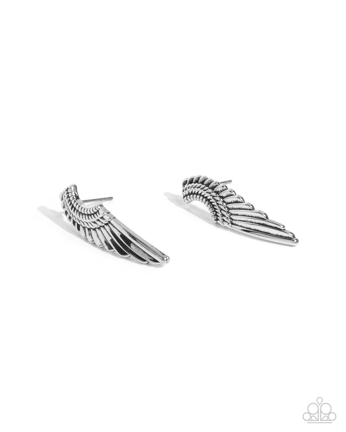 Angelic Altitude Silver Angel Wing Post Earrings - Paparazzi Accessories- lightbox - CarasShop.com - $5 Jewelry by Cara Jewels