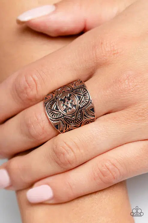 Argentine Arches Copper Ring - Paparazzi Accessories-on model - CarasShop.com - $5 Jewelry by Cara Jewels