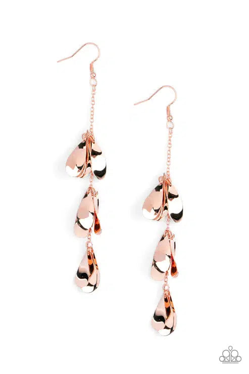 Arrival CHIME Copper Earrings - Paparazzi Accessories- lightbox - CarasShop.com - $5 Jewelry by Cara Jewels