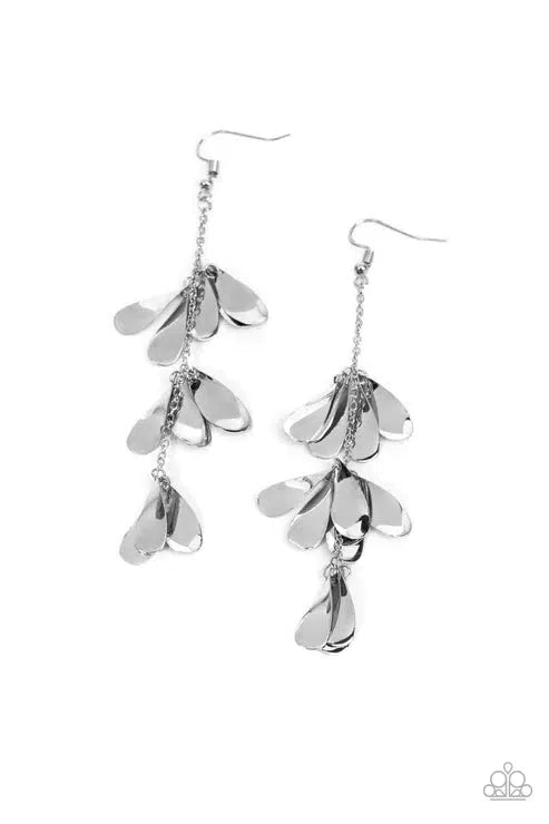 Arrival CHIME Silver Earrings - Paparazzi Accessories- lightbox - CarasShop.com - $5 Jewelry by Cara Jewels