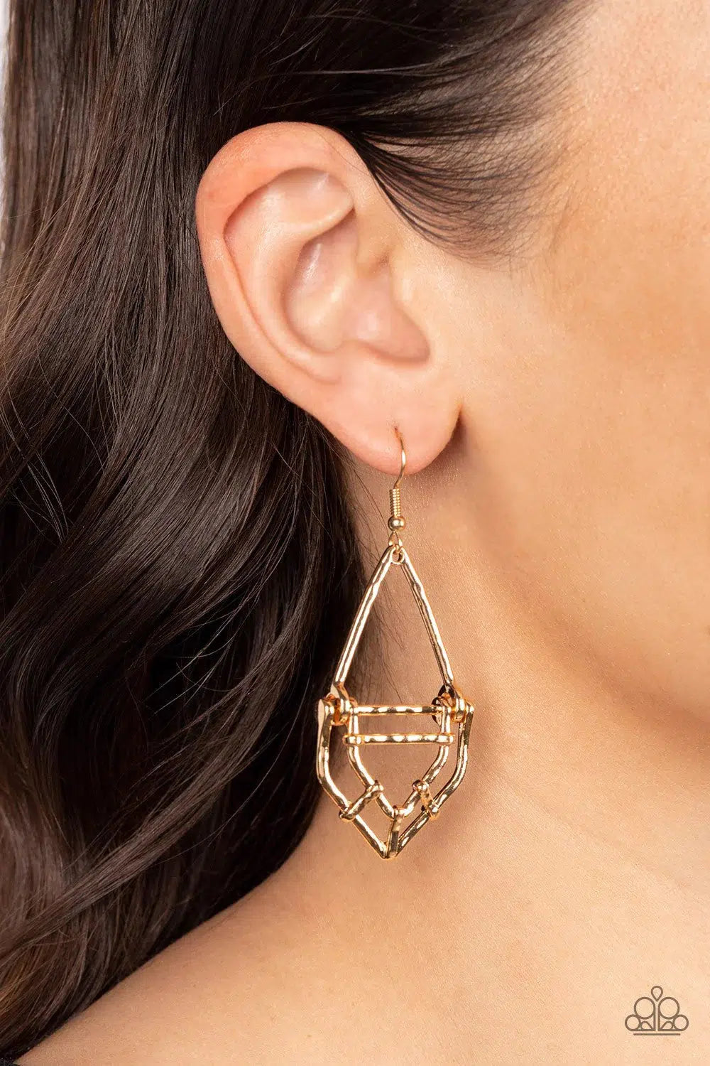 Paparazzi Earrings - Paparazzi Artisan Apparatus Gold Earrings | CarasShop