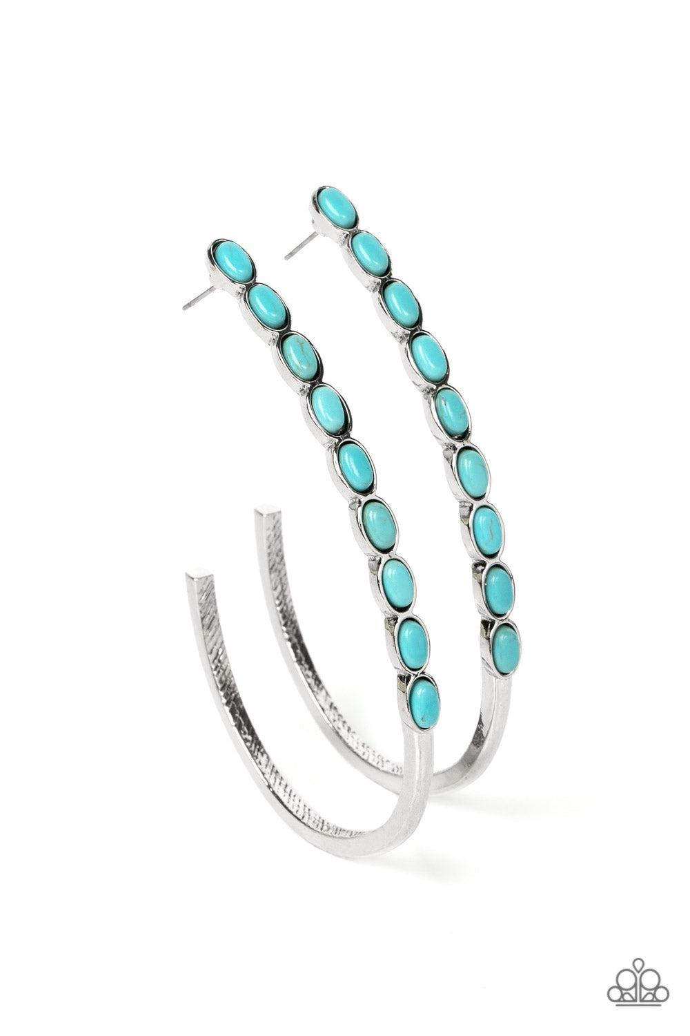 Artisan Soul Turquoise Blue Stone Hoop Earrings - Paparazzi Accessories- lightbox - CarasShop.com - $5 Jewelry by Cara Jewels