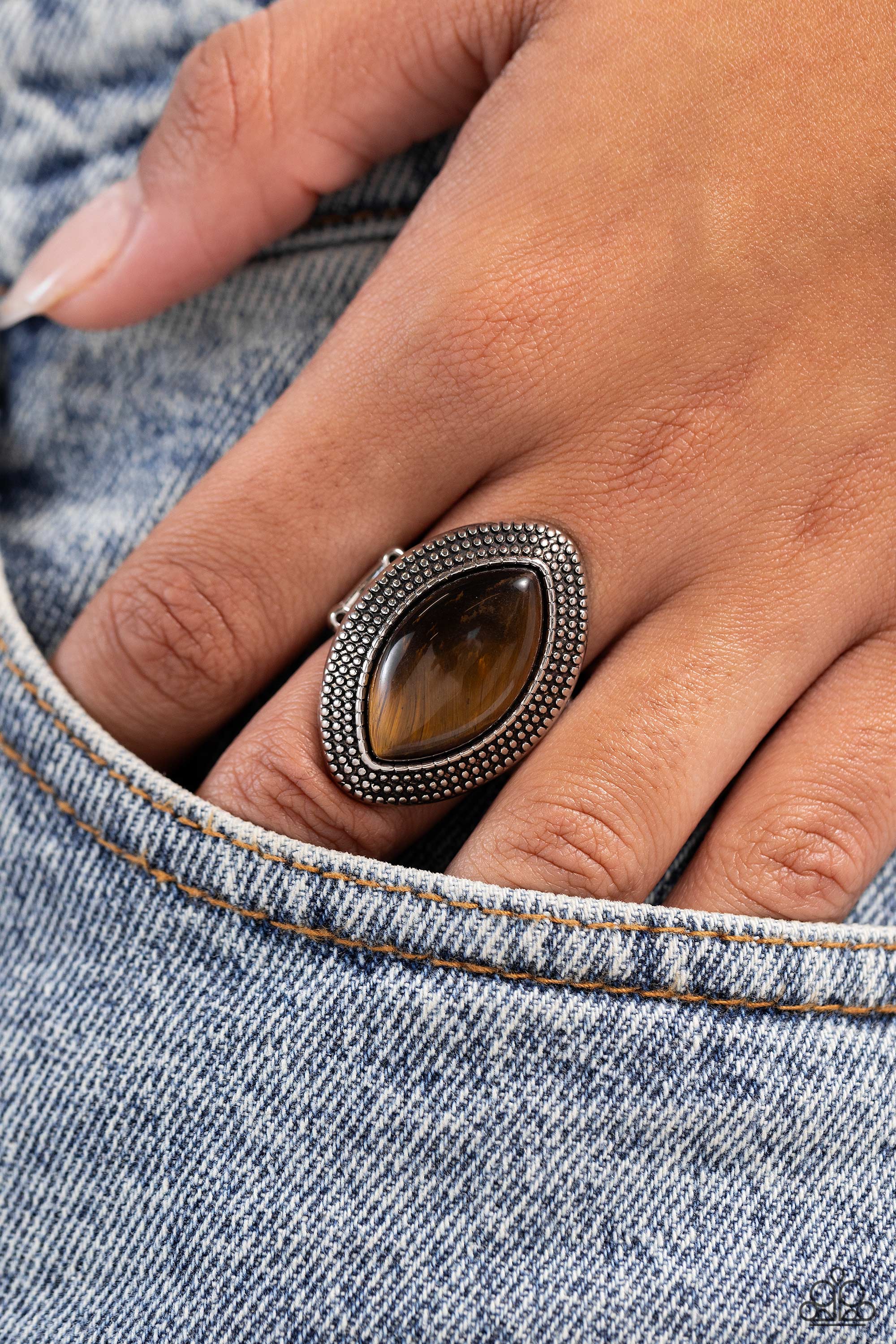 Artisanal Apothecary Brown Tiger's Eye Stone Ring - Paparazzi Accessories- lightbox - CarasShop.com - $5 Jewelry by Cara Jewels