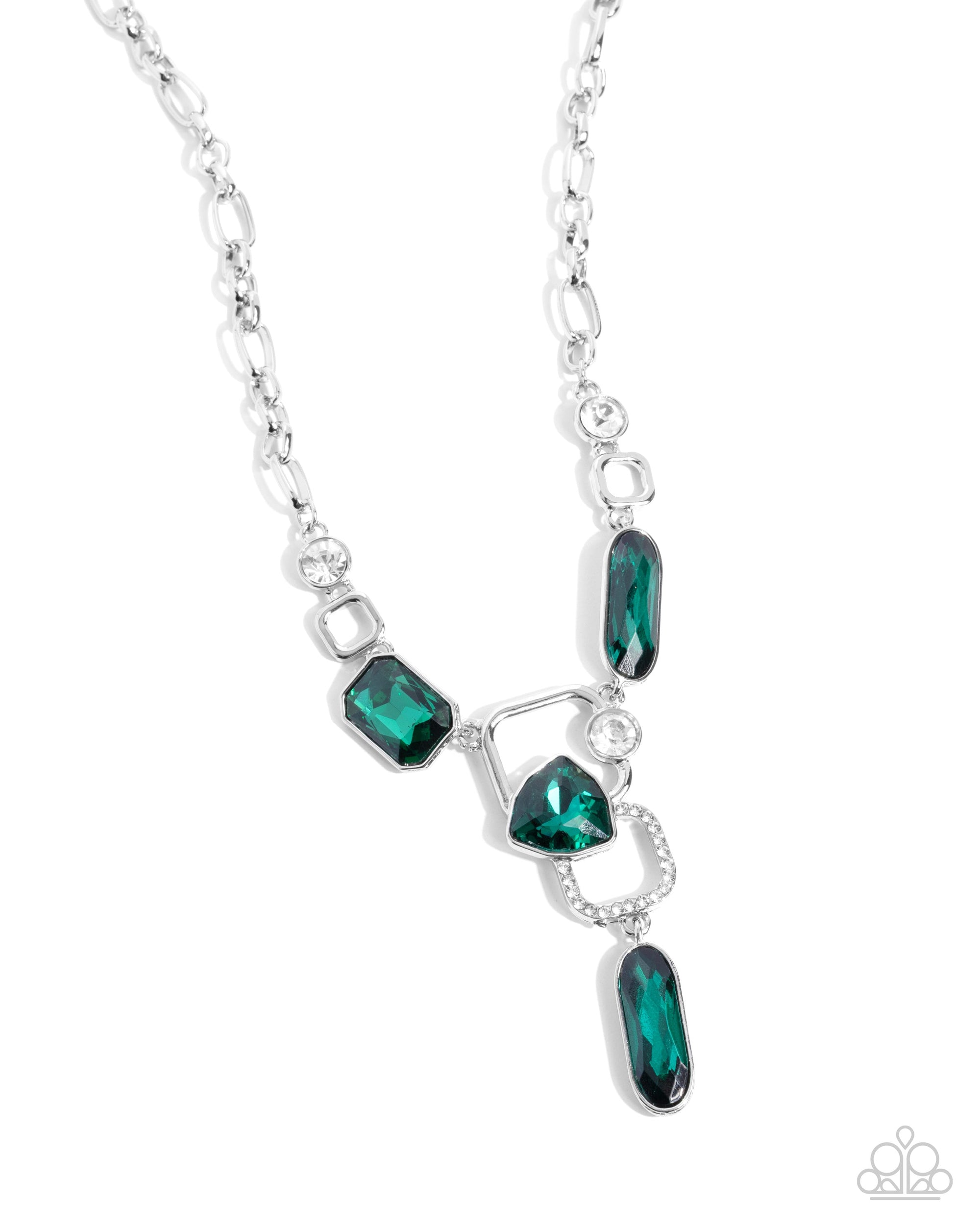 Artistic Elegance Green Rhinestone Necklace - Paparazzi Accessories- lightbox - CarasShop.com - $5 Jewelry by Cara Jewels