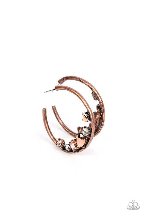 Attractive Allure Copper Earrings - Paparazzi Accessories- lightbox - CarasShop.com - $5 Jewelry by Cara Jewels