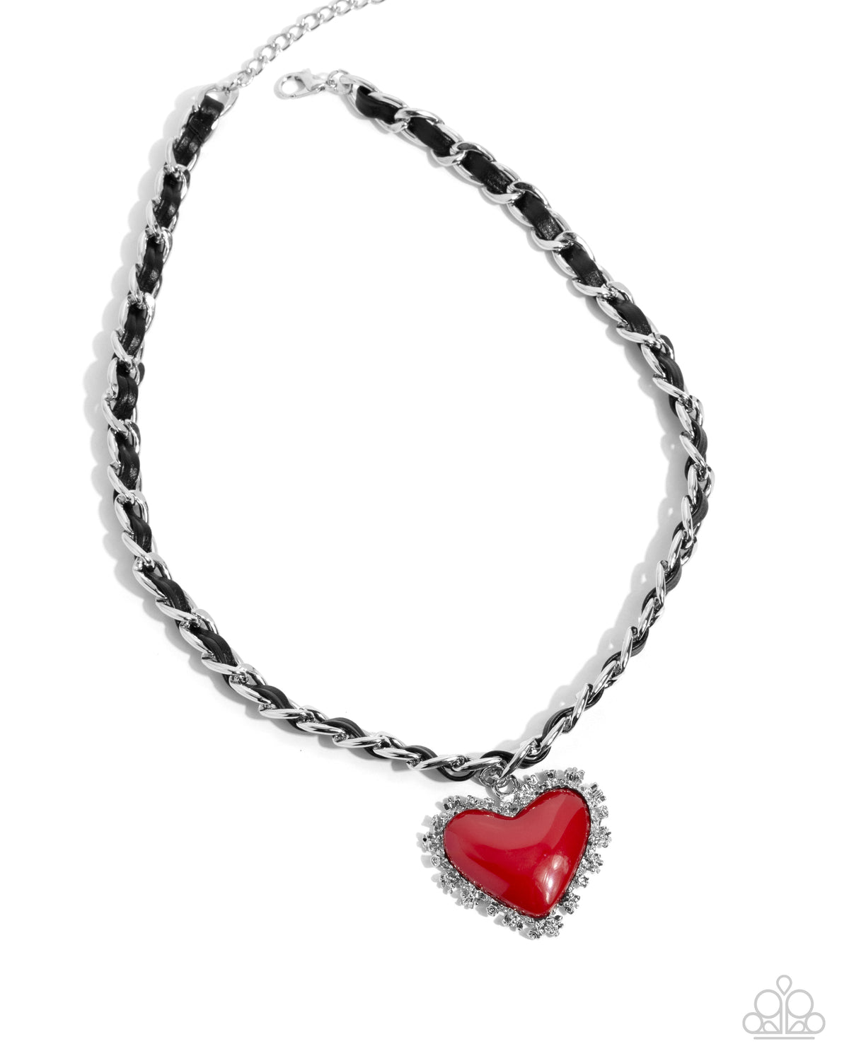 Austere Attraction Red &amp; Black Heart Necklace - Paparazzi Accessories- lightbox - CarasShop.com - $5 Jewelry by Cara Jewels