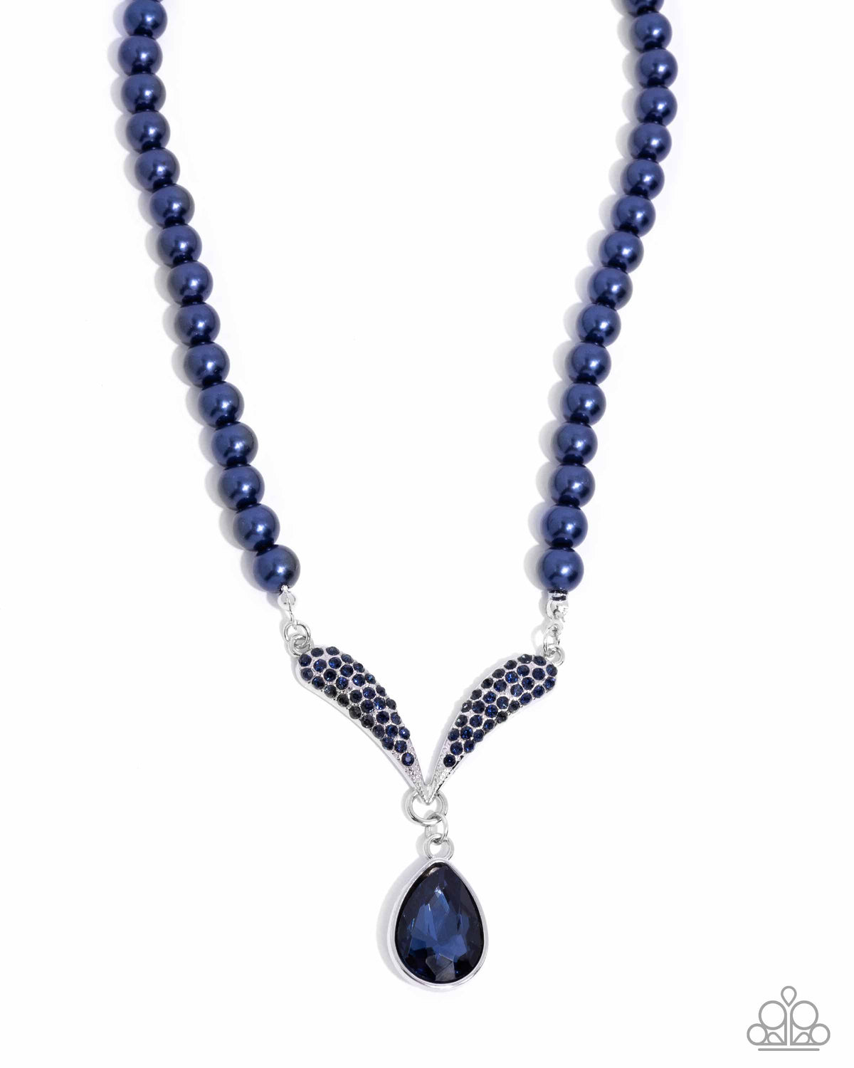 Avant-Garde Adornment Blue Pearl &amp; Rhinestone Necklace - Paparazzi Accessories- lightbox - CarasShop.com - $5 Jewelry by Cara Jewels