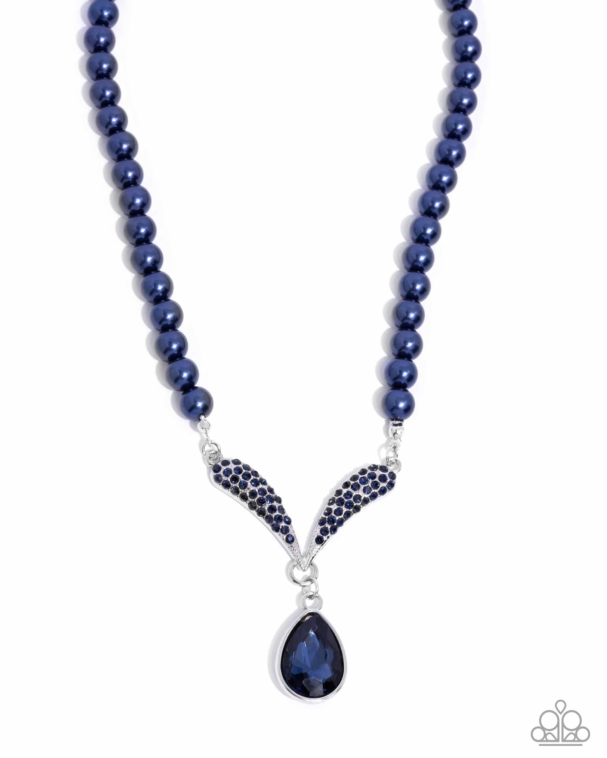 Avant-Garde Adornment Blue Pearl & Rhinestone Necklace - Paparazzi Accessories- lightbox - CarasShop.com - $5 Jewelry by Cara Jewels