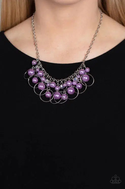 Ballroom Bliss Purple Necklace - Paparazzi Accessories-on model - CarasShop.com - $5 Jewelry by Cara Jewels