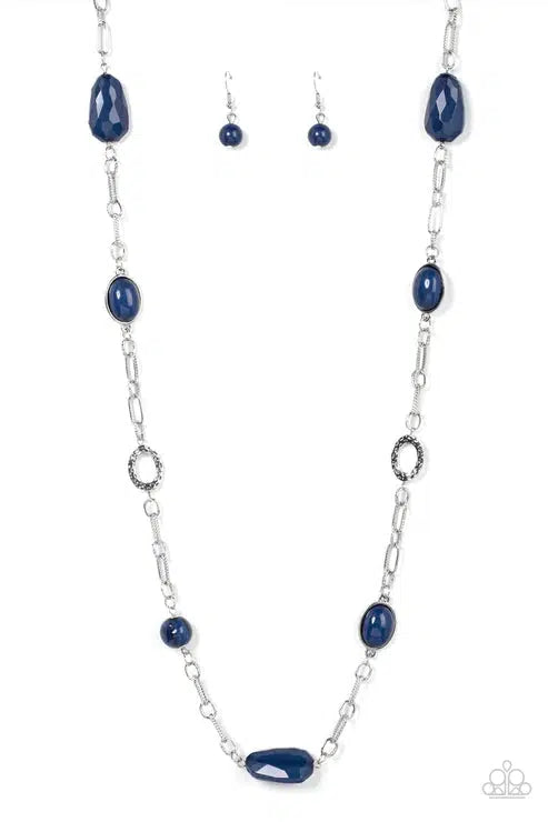 Barcelona Bash Blue Necklace - Paparazzi Accessories- lightbox - CarasShop.com - $5 Jewelry by Cara Jewels