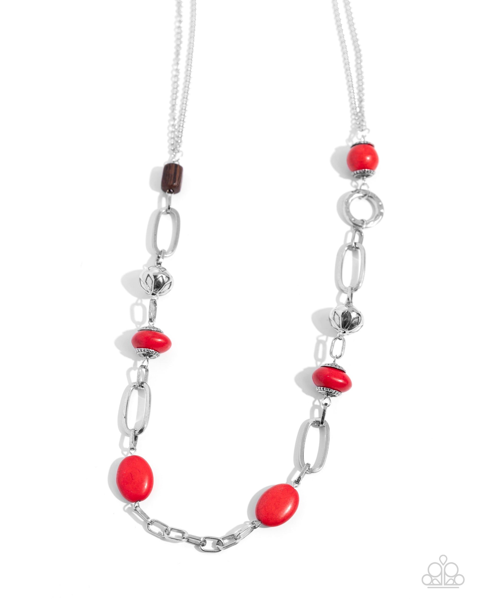 Barefoot Bohemian Red Stone Necklace - Paparazzi Accessories- lightbox - CarasShop.com - $5 Jewelry by Cara Jewels