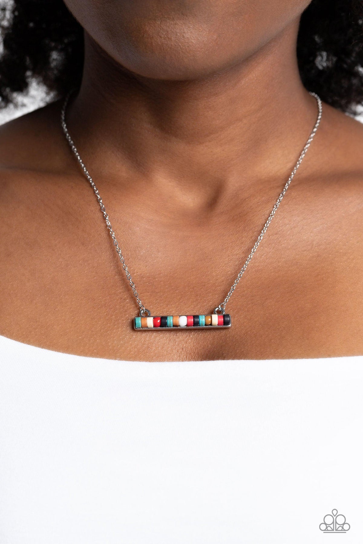 Barred Bohemian Multi Necklace - Paparazzi Accessories-on model - CarasShop.com - $5 Jewelry by Cara Jewels