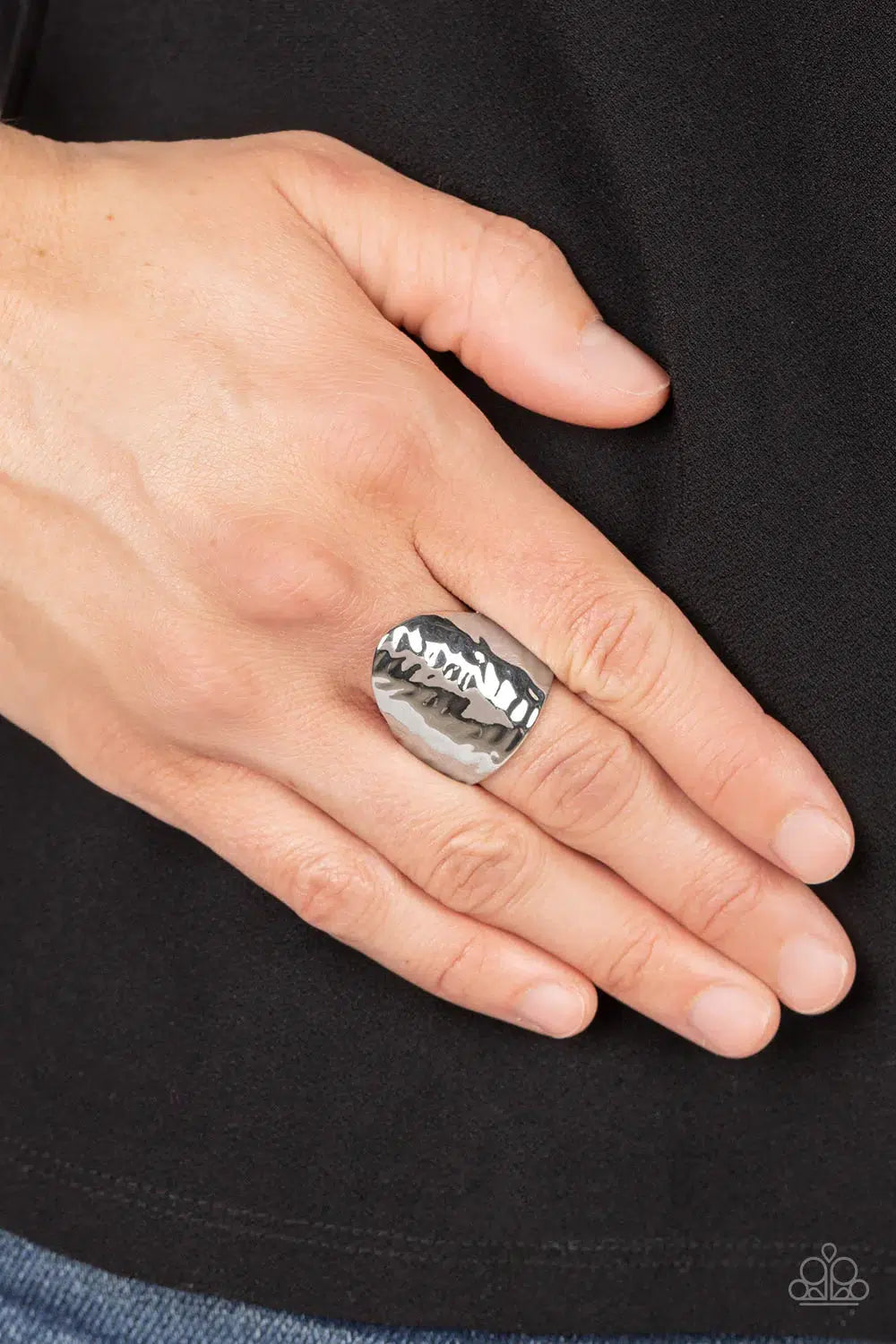 Basic Instincts Silver Ring - Paparazzi Accessories- on model - CarasShop.com - $5 Jewelry by Cara Jewels