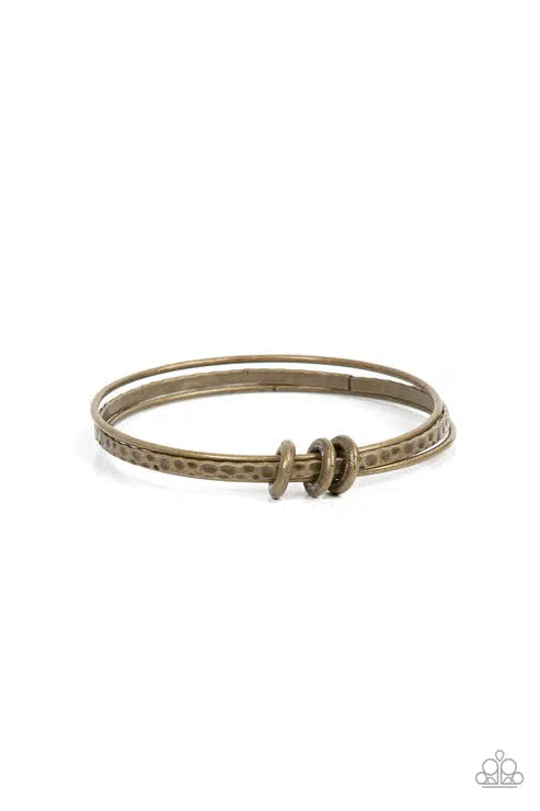 Bauble Bash Brass Bangle Bracelet - Paparazzi Accessories- lightbox - CarasShop.com - $5 Jewelry by Cara Jewels