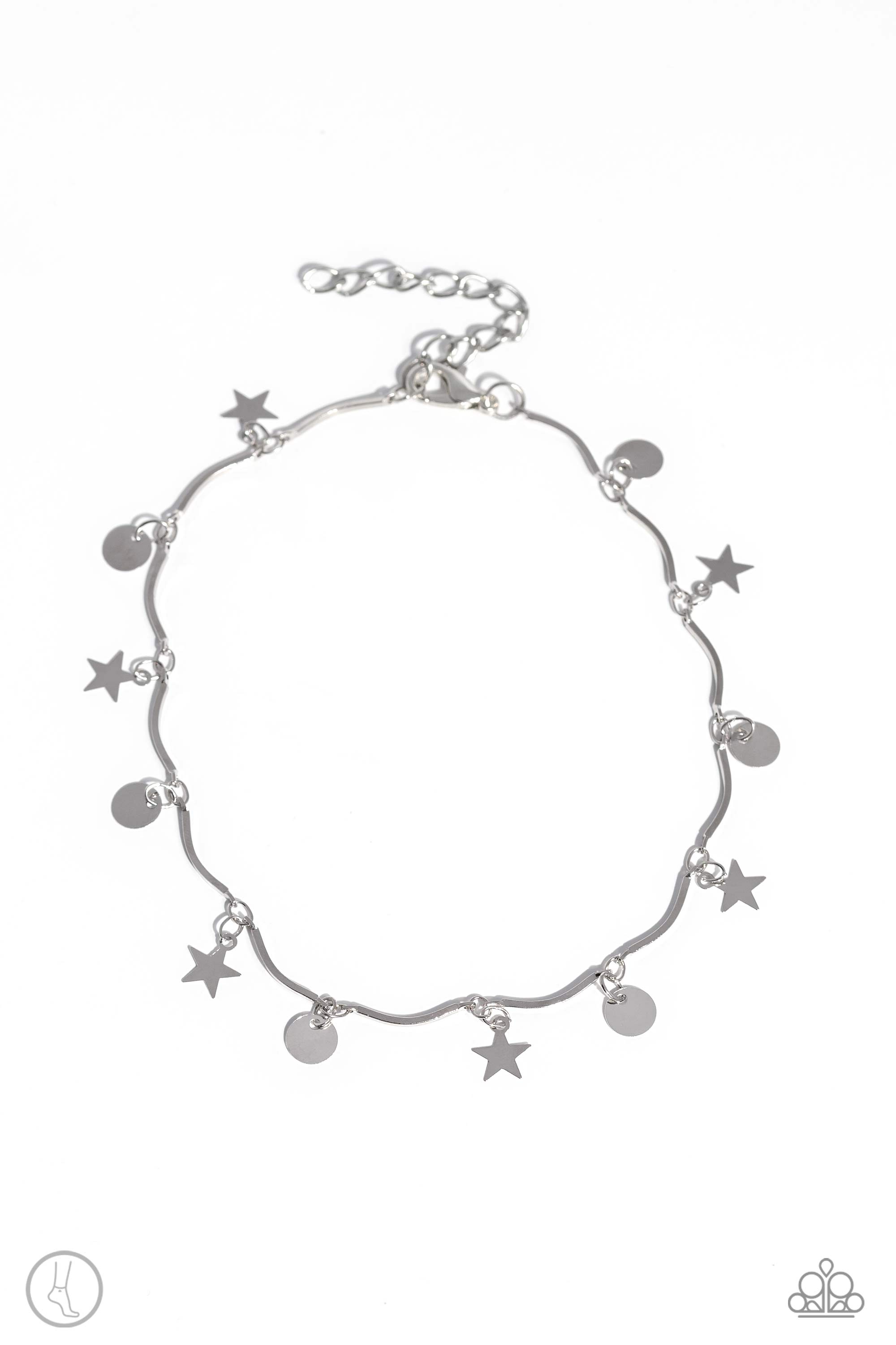 BEACH You To It Silver Anklet - Paparazzi Accessories- lightbox - CarasShop.com - $5 Jewelry by Cara Jewels
