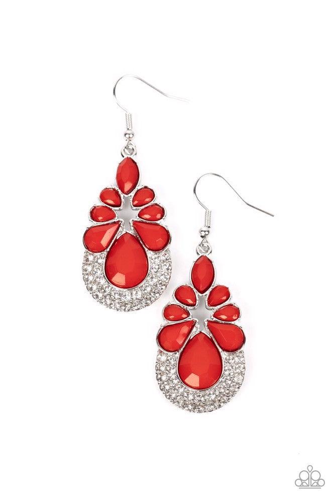 Beachfront Formal Red Earrings - Paparazzi Accessories- lightbox - CarasShop.com - $5 Jewelry by Cara Jewels