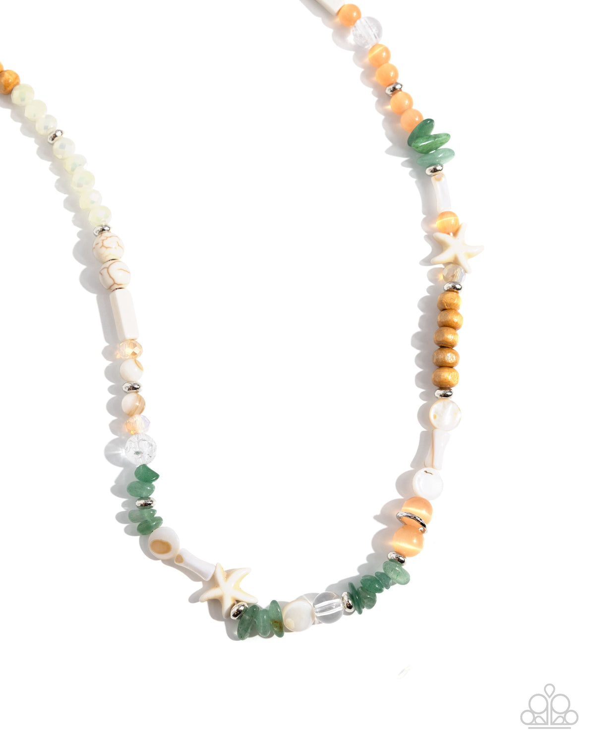 Beachy Beginner Green Jade Stone &amp; Starfish Necklace - Paparazzi Accessories- lightbox - CarasShop.com - $5 Jewelry by Cara Jewels