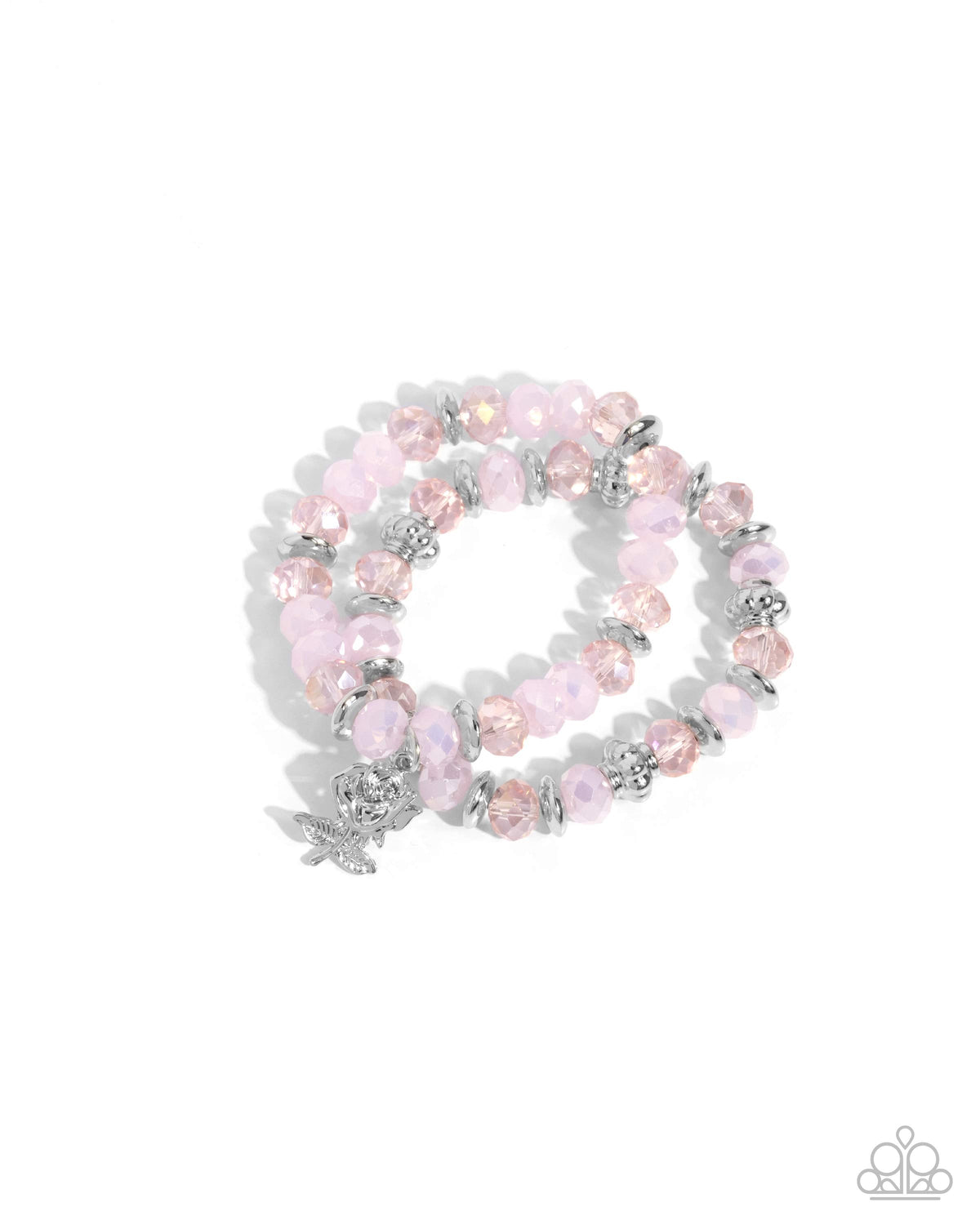 Beauty Contest Pink &amp; Silver Rose Bracelet Set - Paparazzi Accessories- lightbox - CarasShop.com - $5 Jewelry by Cara Jewels