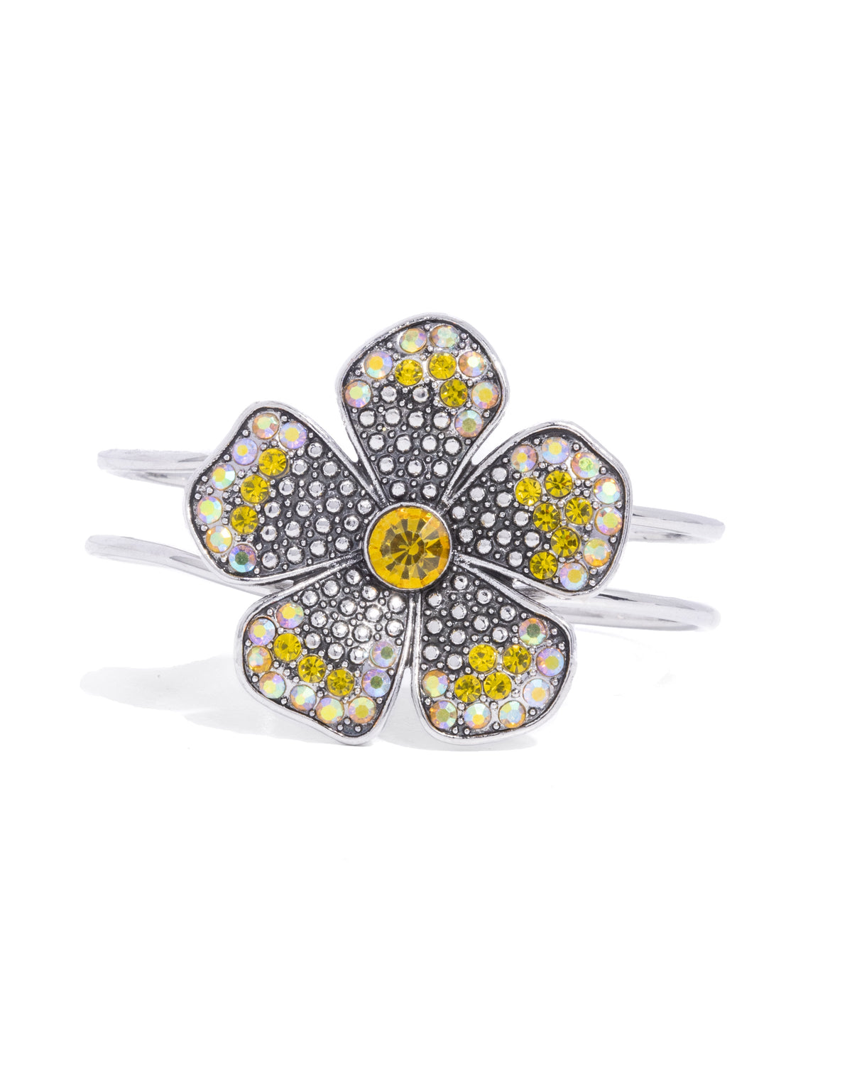 Bedazzled Bloom Yellow Flower Bracelet - Paparazzi Accessories- lightbox - CarasShop.com - $5 Jewelry by Cara Jewels