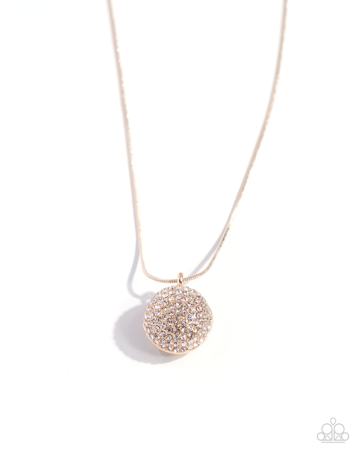 Bedazzled Bravado Rose Gold &amp; White Rhinestone Necklace - Paparazzi Accessories- lightbox - CarasShop.com - $5 Jewelry by Cara Jewels