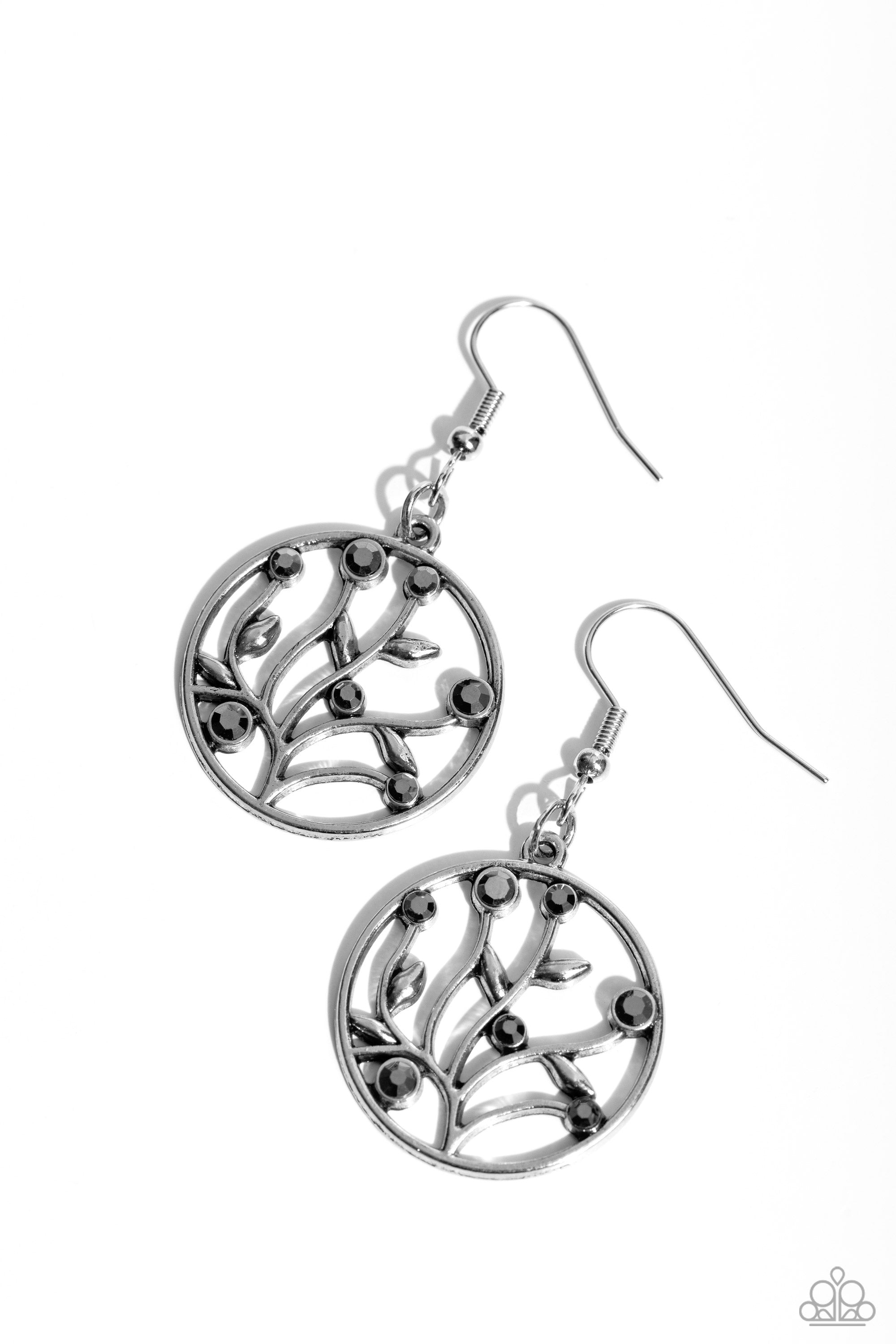 Bedazzlingly Branching Silver Earrings - Paparazzi Accessories- lightbox - CarasShop.com - $5 Jewelry by Cara Jewels