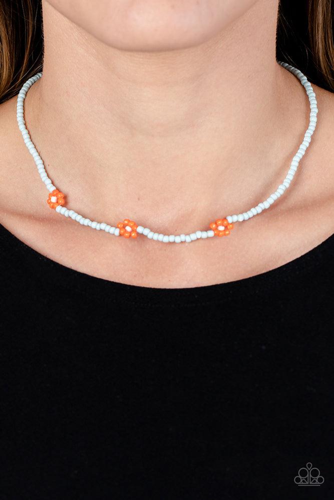 Bewitching Beading Orange Necklace - Paparazzi Accessories-on model - CarasShop.com - $5 Jewelry by Cara Jewels