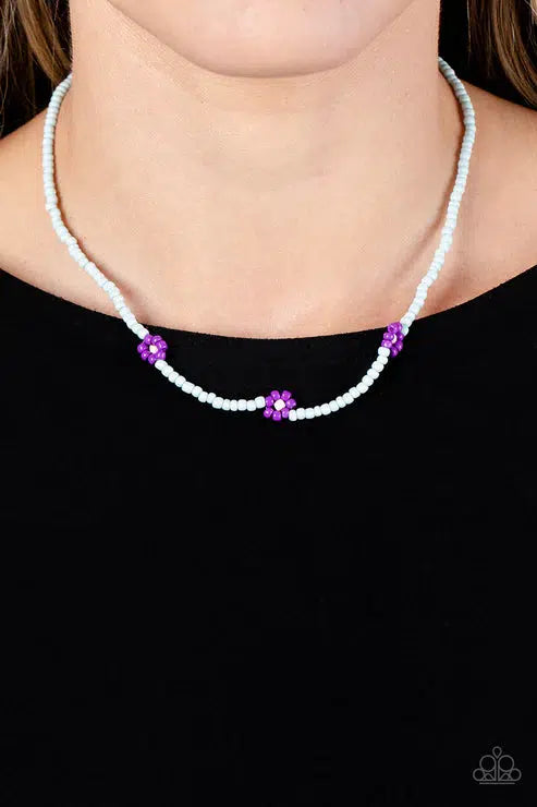 Bewitching Beading Purple Necklace - Paparazzi Accessories-on model - CarasShop.com - $5 Jewelry by Cara Jewels
