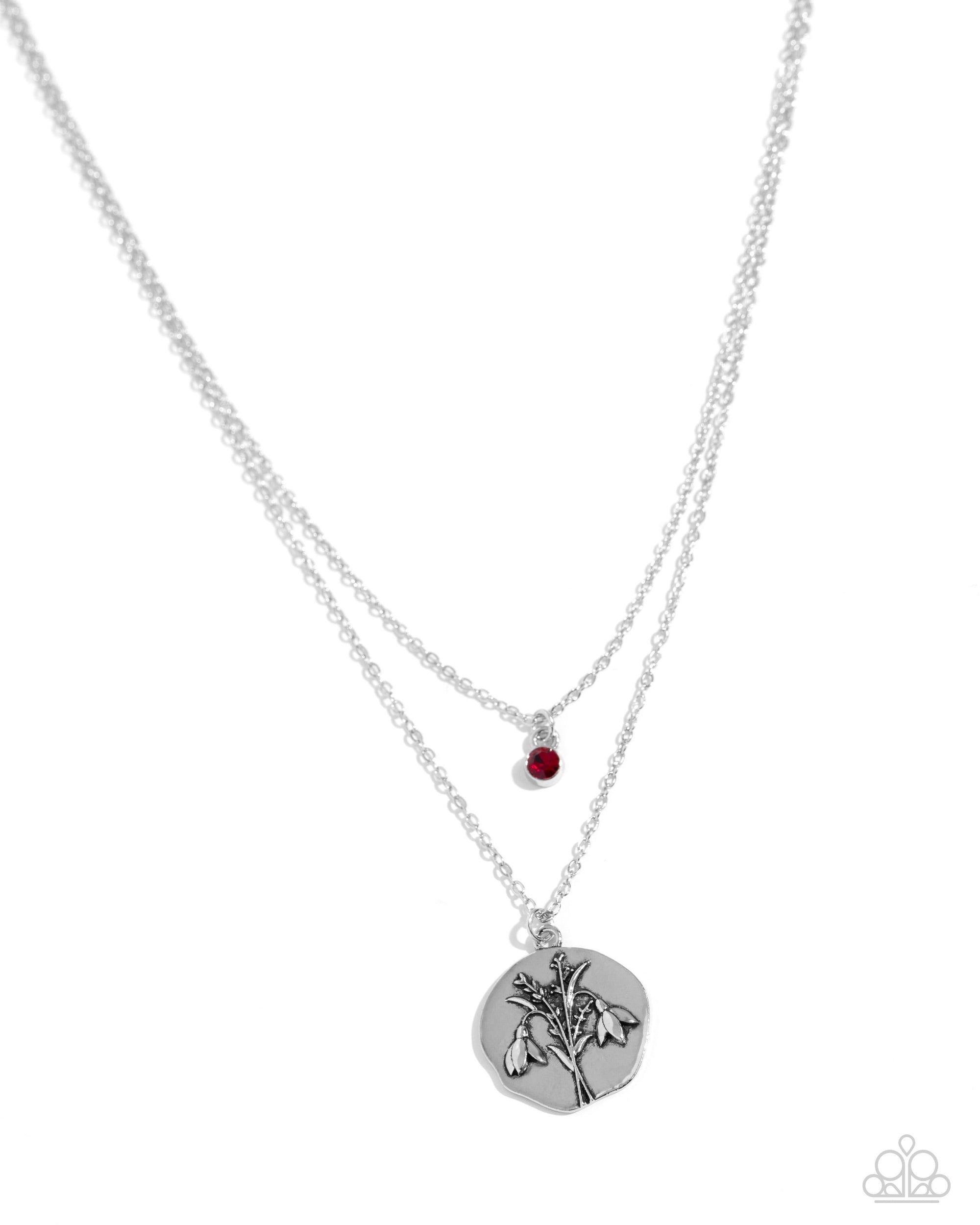 Birthstone Beauty (January) Garnet Red Rhinestone Necklace - Paparazzi Accessories- lightbox - CarasShop.com - $5 Jewelry by Cara Jewels