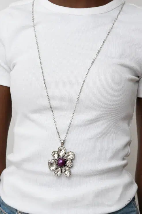 BLOOM Shaka-Laka Purple Necklace - Paparazzi Accessories-on model - CarasShop.com - $5 Jewelry by Cara Jewels