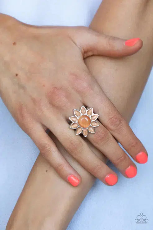 Blossoming Sunbeams Orange Ring - Paparazzi Accessories-on model - CarasShop.com - $5 Jewelry by Cara Jewels