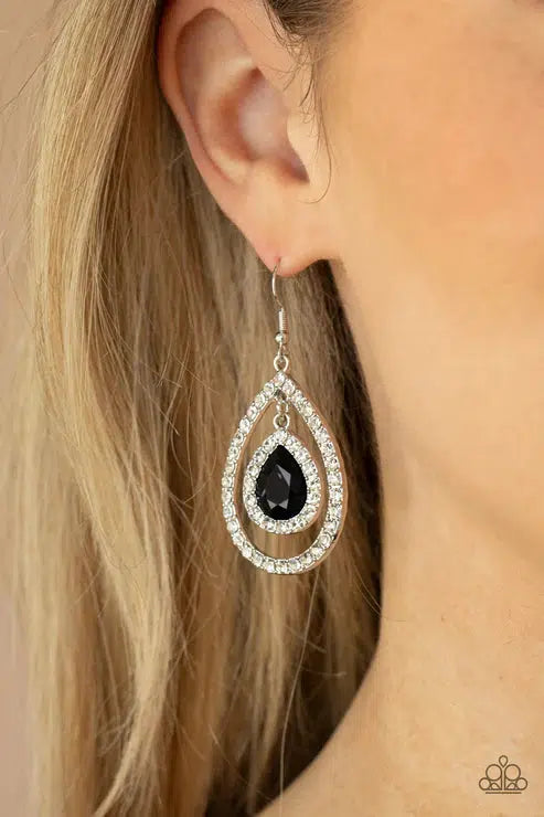 Blushing Bride Black Earrings - Paparazzi Accessories-on model - CarasShop.com - $5 Jewelry by Cara Jewels