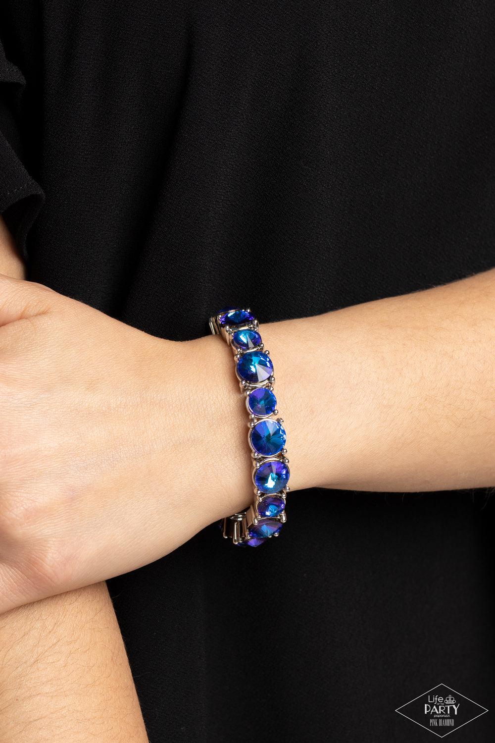 Born To Bedazzle Blue Oil Spill Rhinestone Bracelet - Paparazzi Accessories- lightbox - CarasShop.com - $5 Jewelry by Cara Jewels