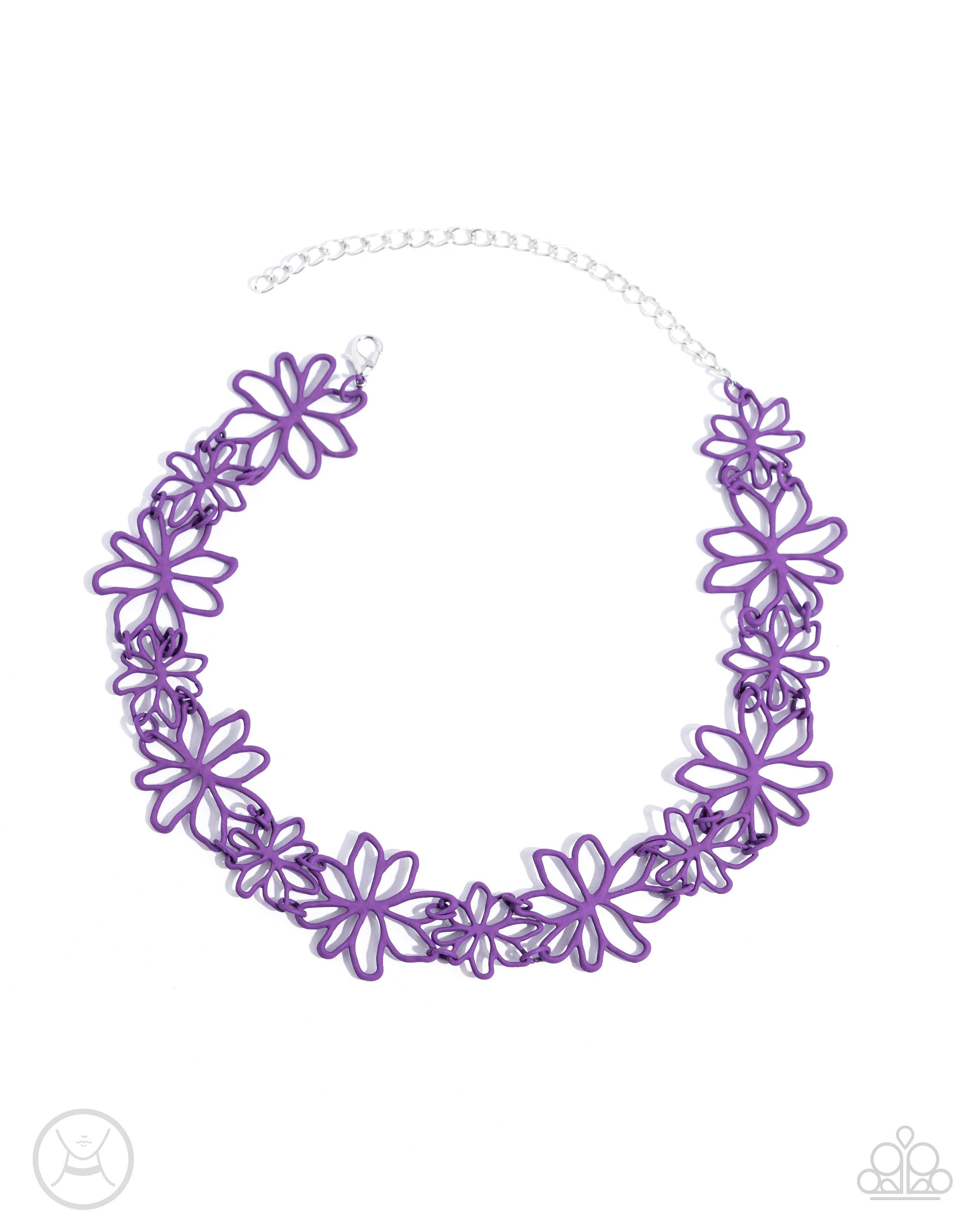 Bouquet Blend Purple Flower Choker Necklace - Paparazzi Accessories- lightbox - CarasShop.com - $5 Jewelry by Cara Jewels