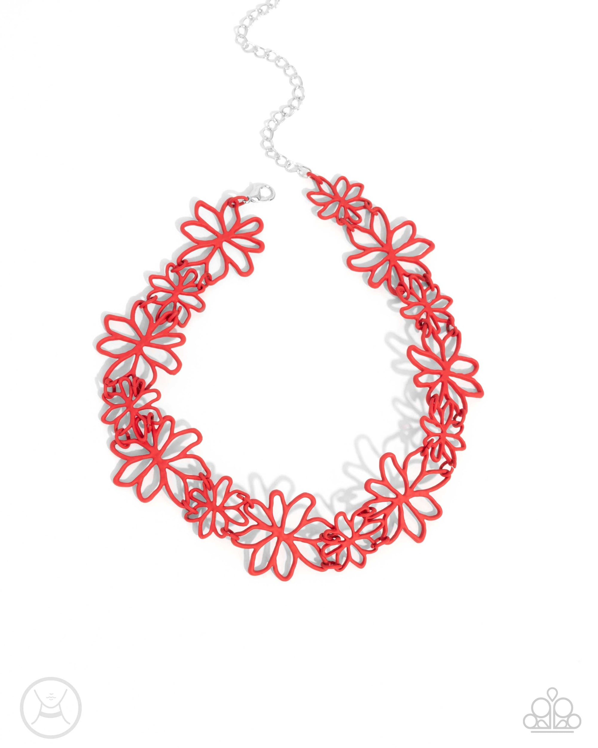 Bouquet Blend Red Floral Choker Necklace - Paparazzi Accessories- lightbox - CarasShop.com - $5 Jewelry by Cara Jewels