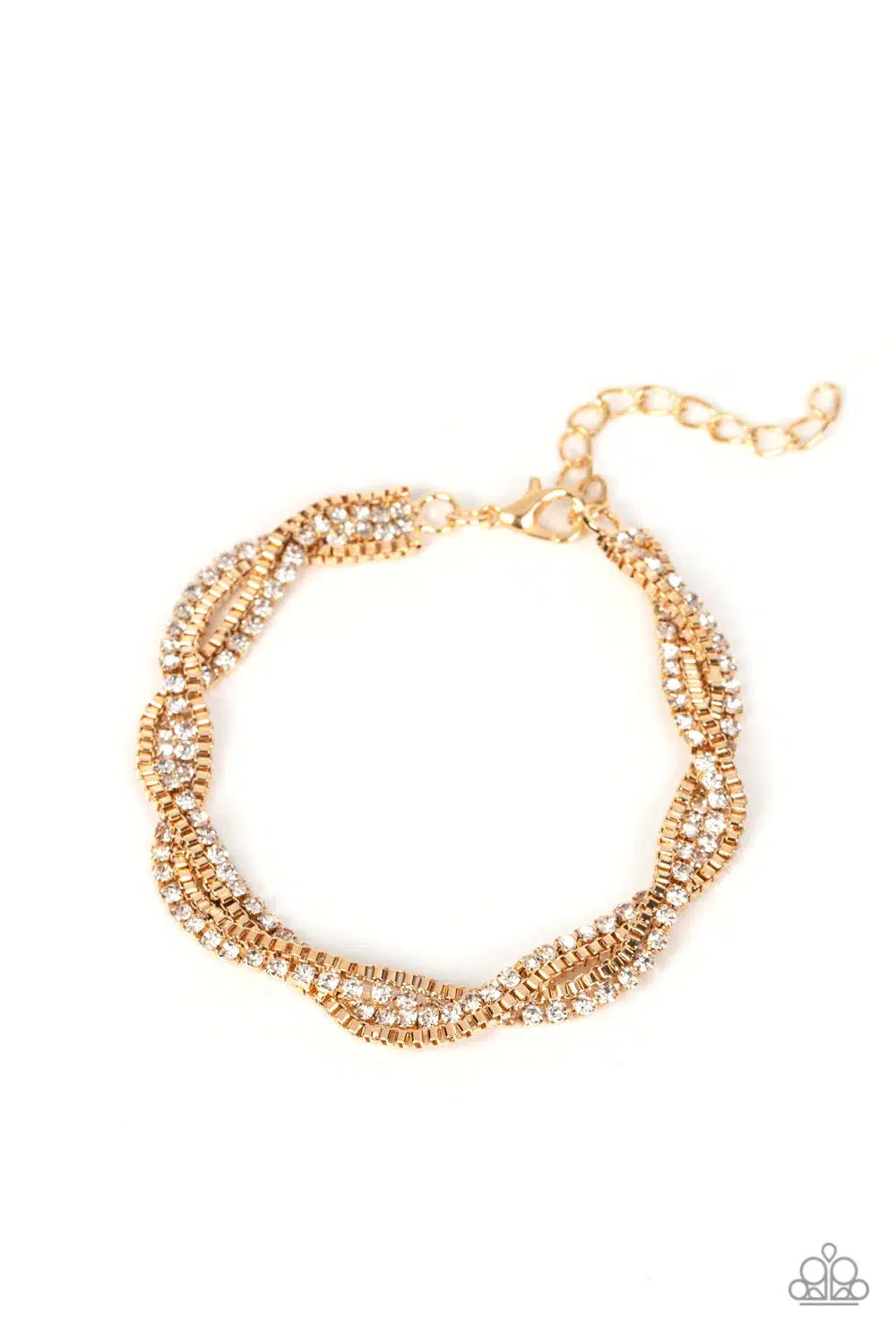 Box Office Bling Gold Bracelet - Paparazzi Accessories- lightbox - CarasShop.com - $5 Jewelry by Cara Jewels