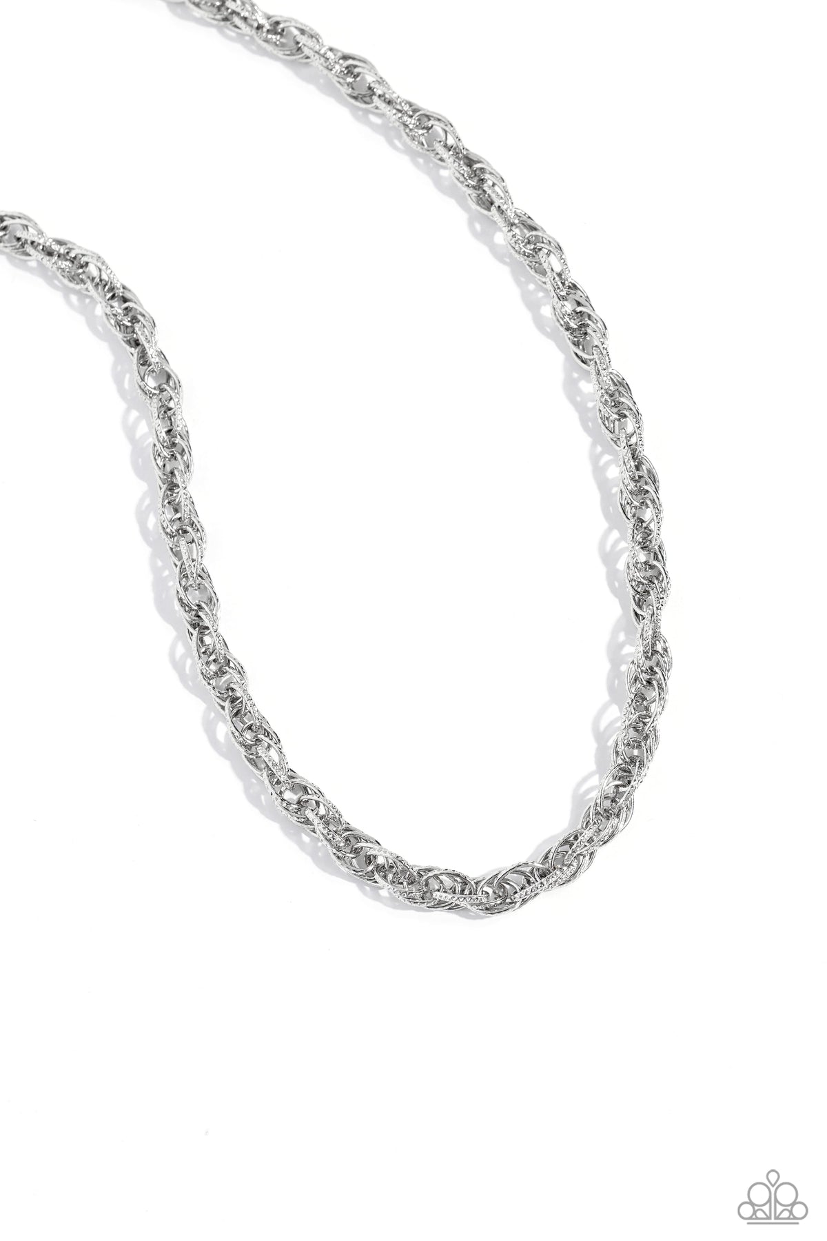 Braided Ballad Silver Chain Necklace - Paparazzi Accessories- lightbox - CarasShop.com - $5 Jewelry by Cara Jewels