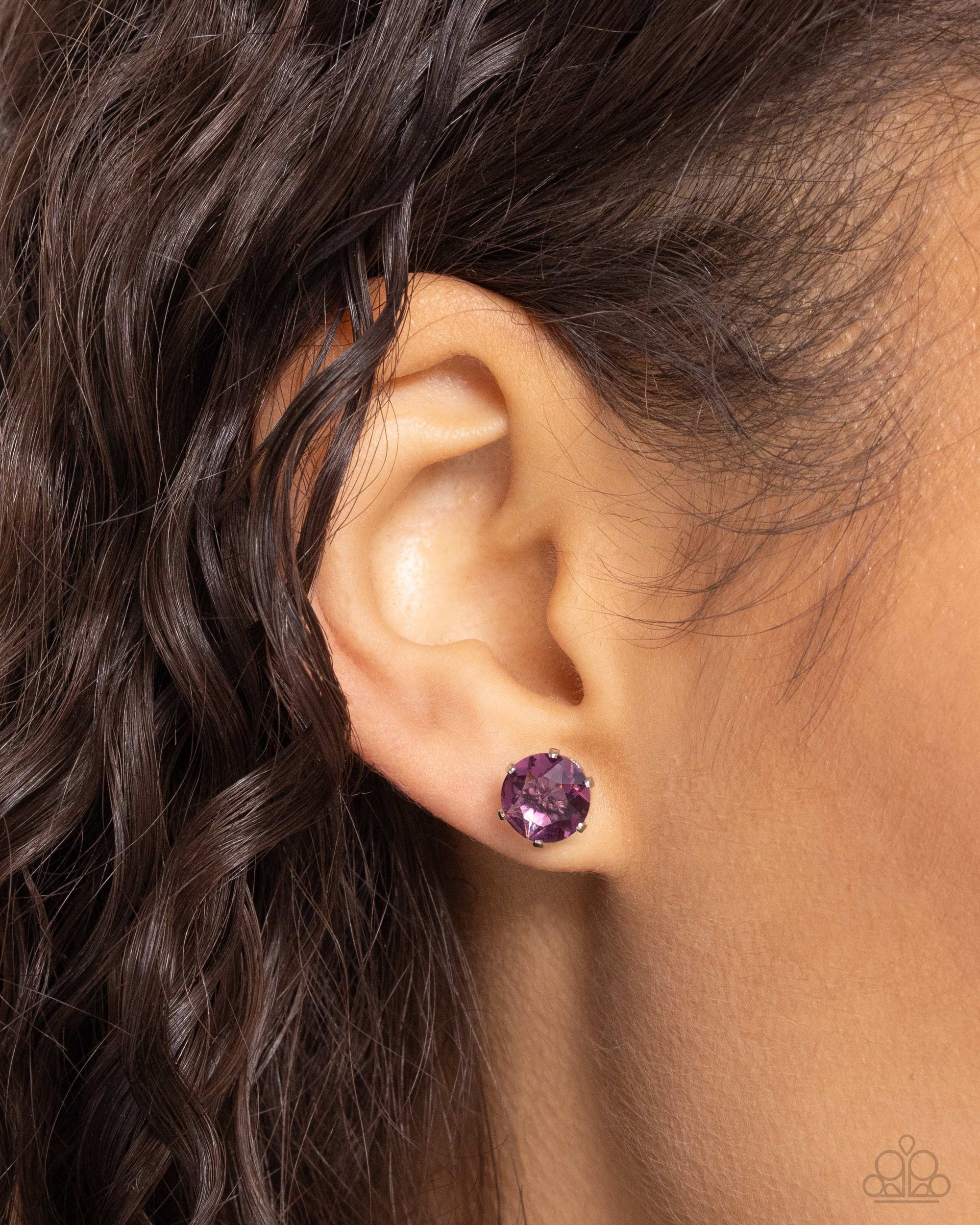 Breathtaking Birthstone (February) Amethyst Purple Rhinestone Earrings - Paparazzi Accessories- lightbox - CarasShop.com - $5 Jewelry by Cara Jewels