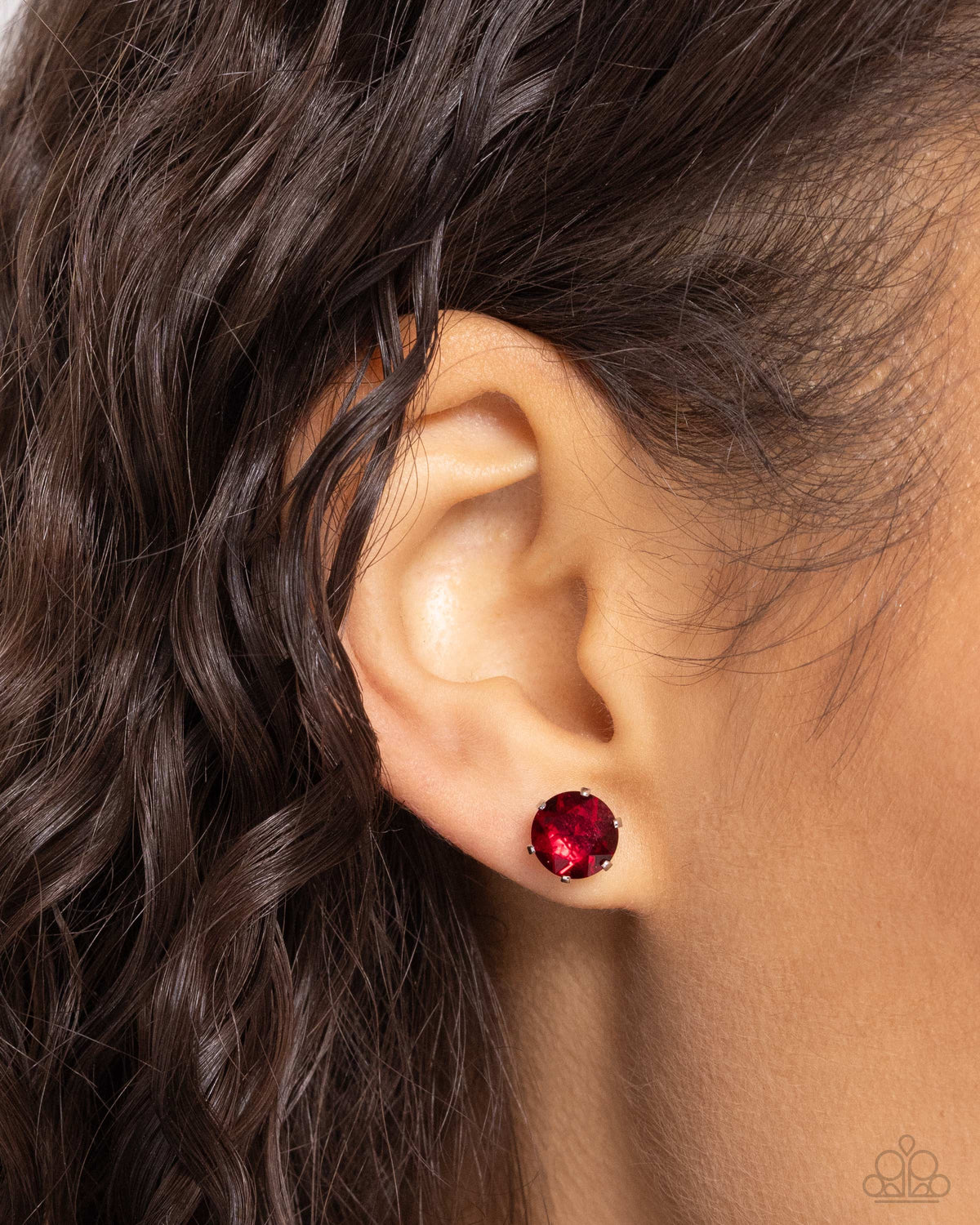 Breathtaking Birthstone (January) Garnet Red Rhinestone Earrings - Paparazzi Accessories-on model - CarasShop.com - $5 Jewelry by Cara Jewels